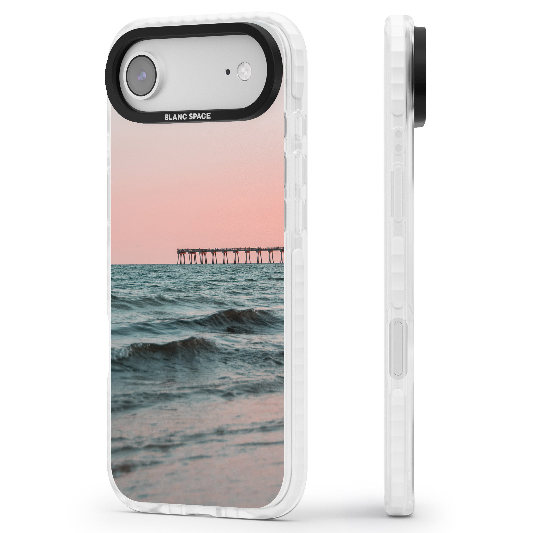 Sunset Pier iPhone 17 Air Impact Clear Phone Case Side Profile