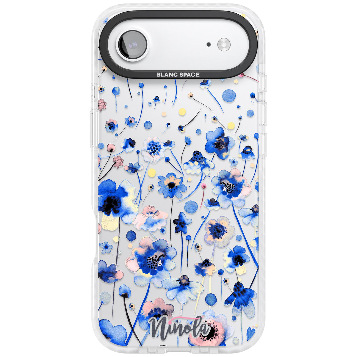 Ink Flowers Blue iPhone Air Impact Clear Phone Case front
