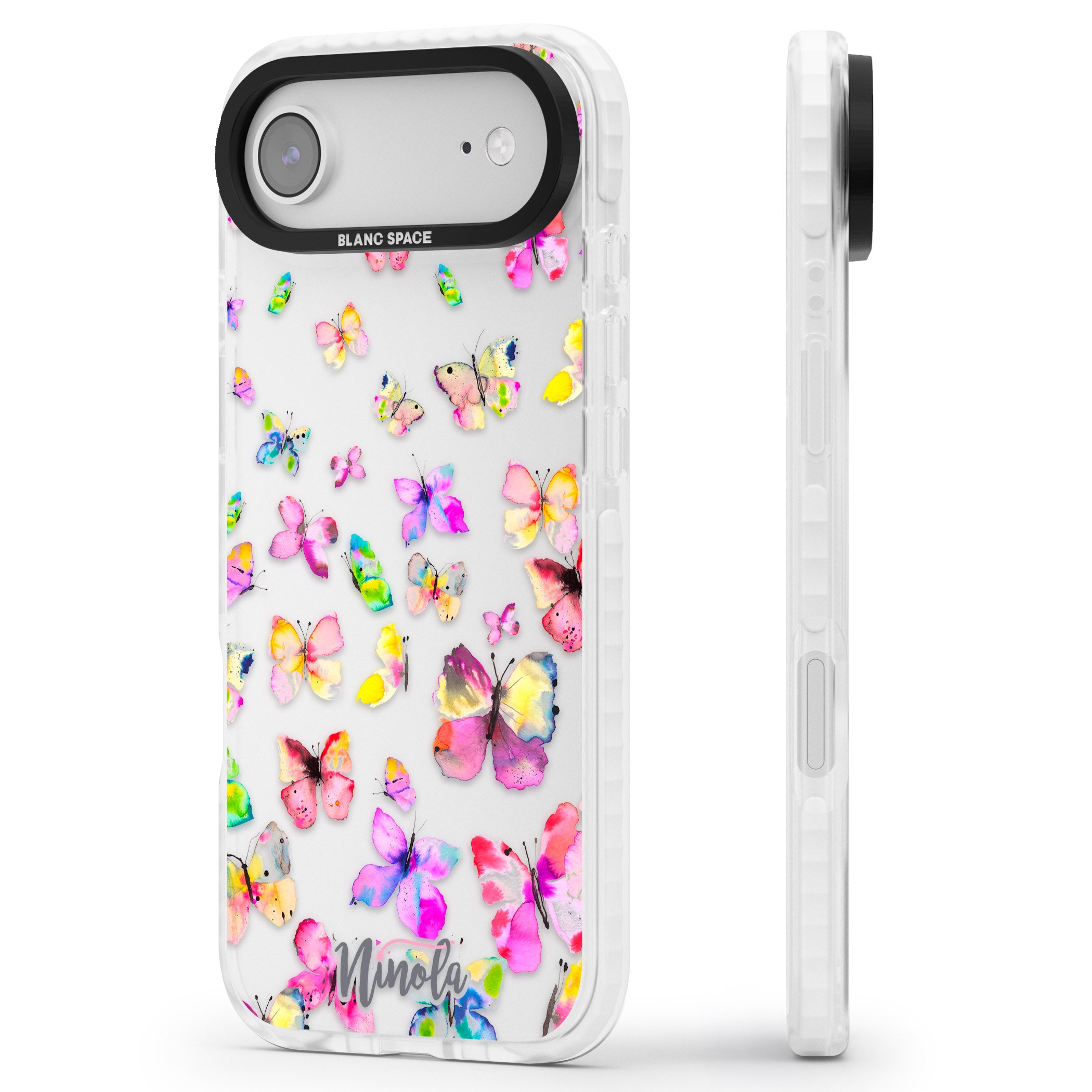 Watercolor Butterflies iPhone 17 Air Impact Clear Phone Case Side Profile