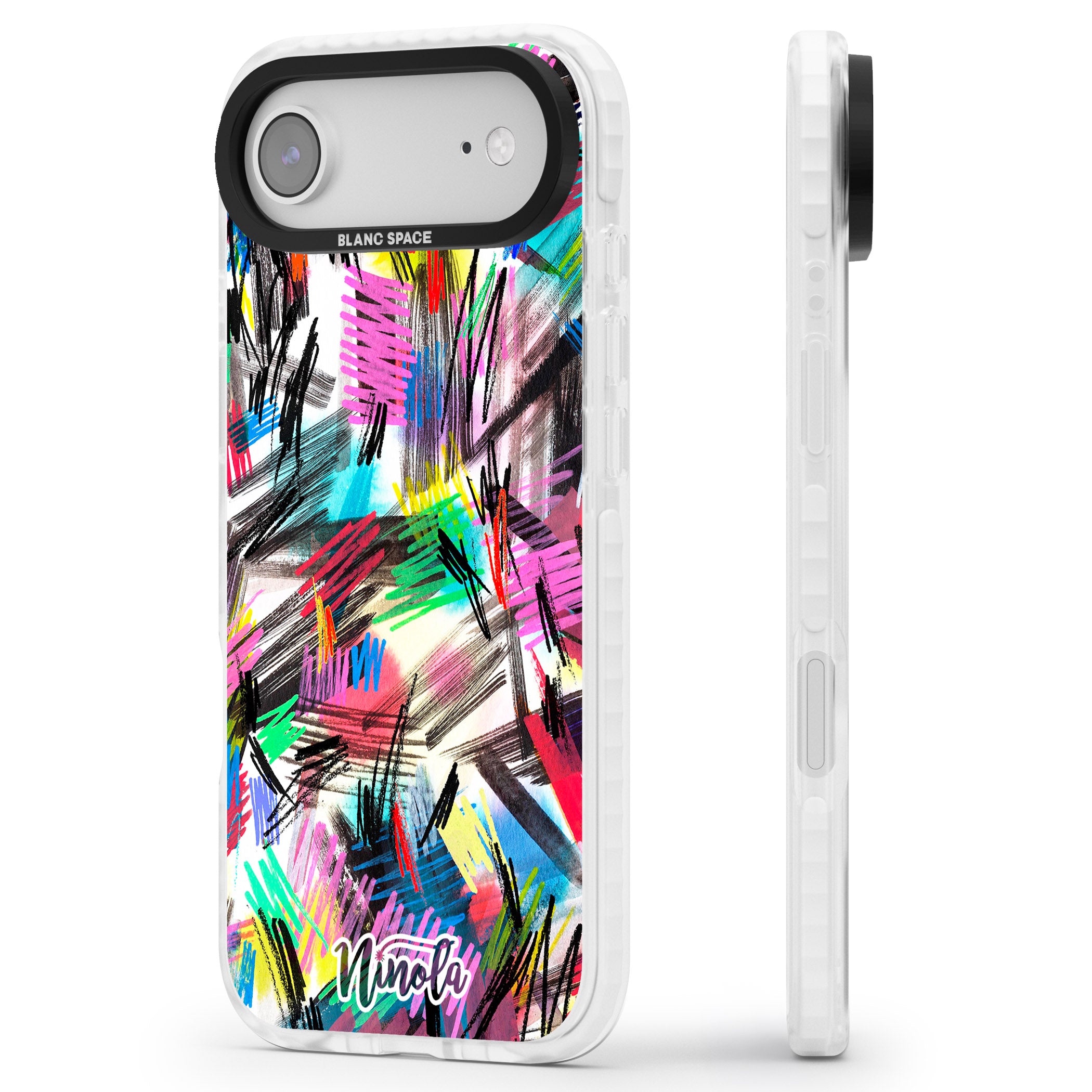 Wild Strokes Rainbow iPhone 17 Air Impact Clear Phone Case Side Profile