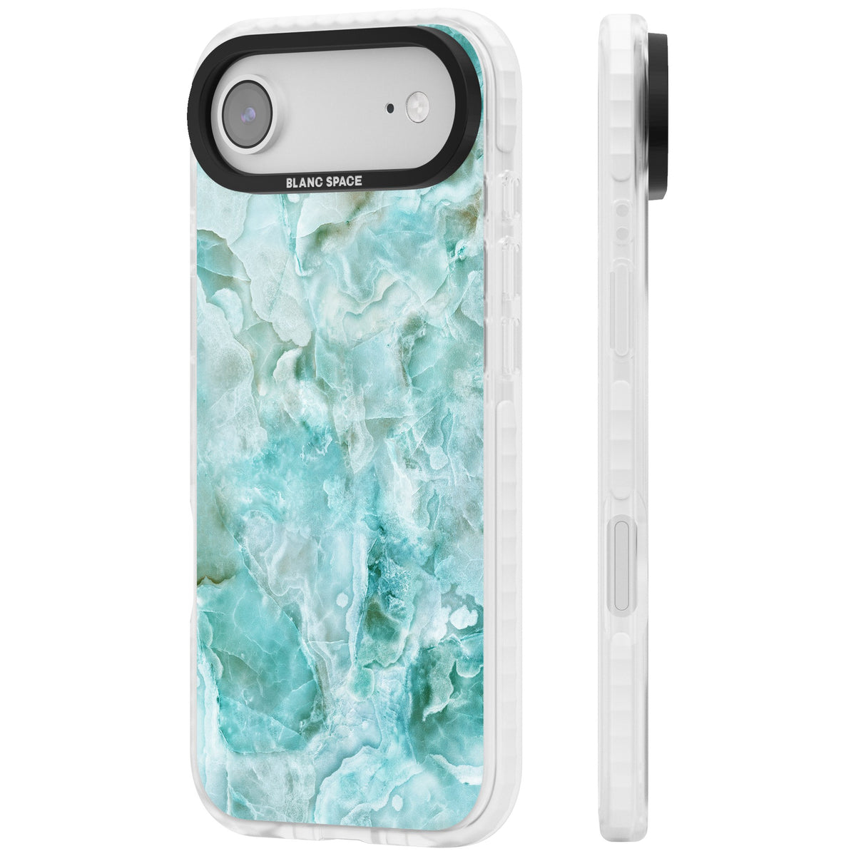 Aqua Onyx Marble iPhone Air Impact Clear Phone Case side
