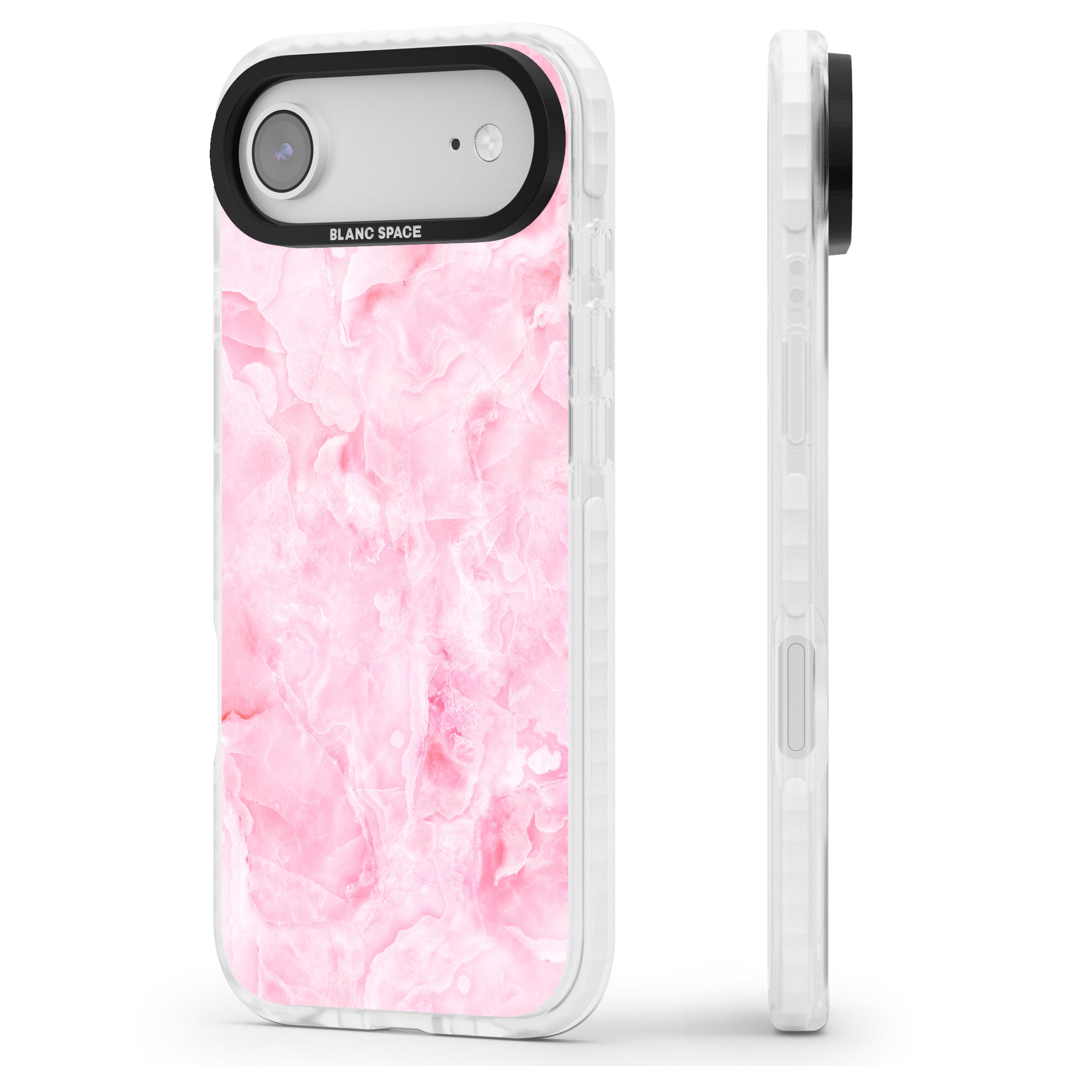 Pink Onyx Marble iPhone 17 Air Impact Clear Phone Case Side Profile