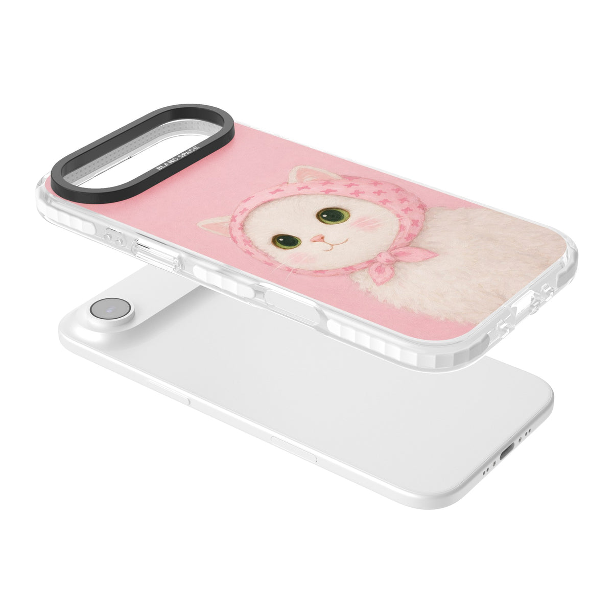 Baby Blush Kitty iPhone Air Impact Clear Phone Case angled