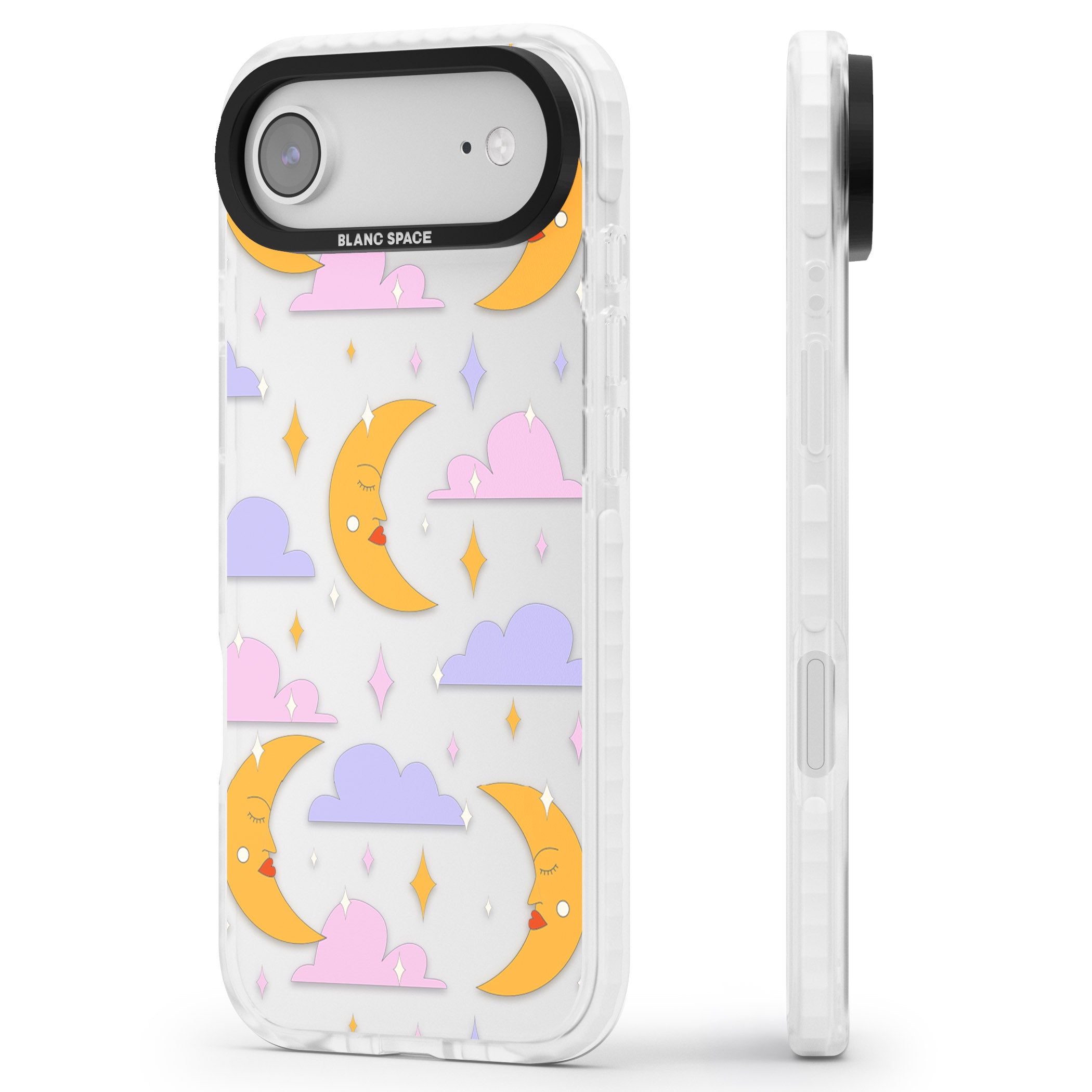 Moons & Clouds iPhone 17 Air Impact Clear Phone Case Side Profile