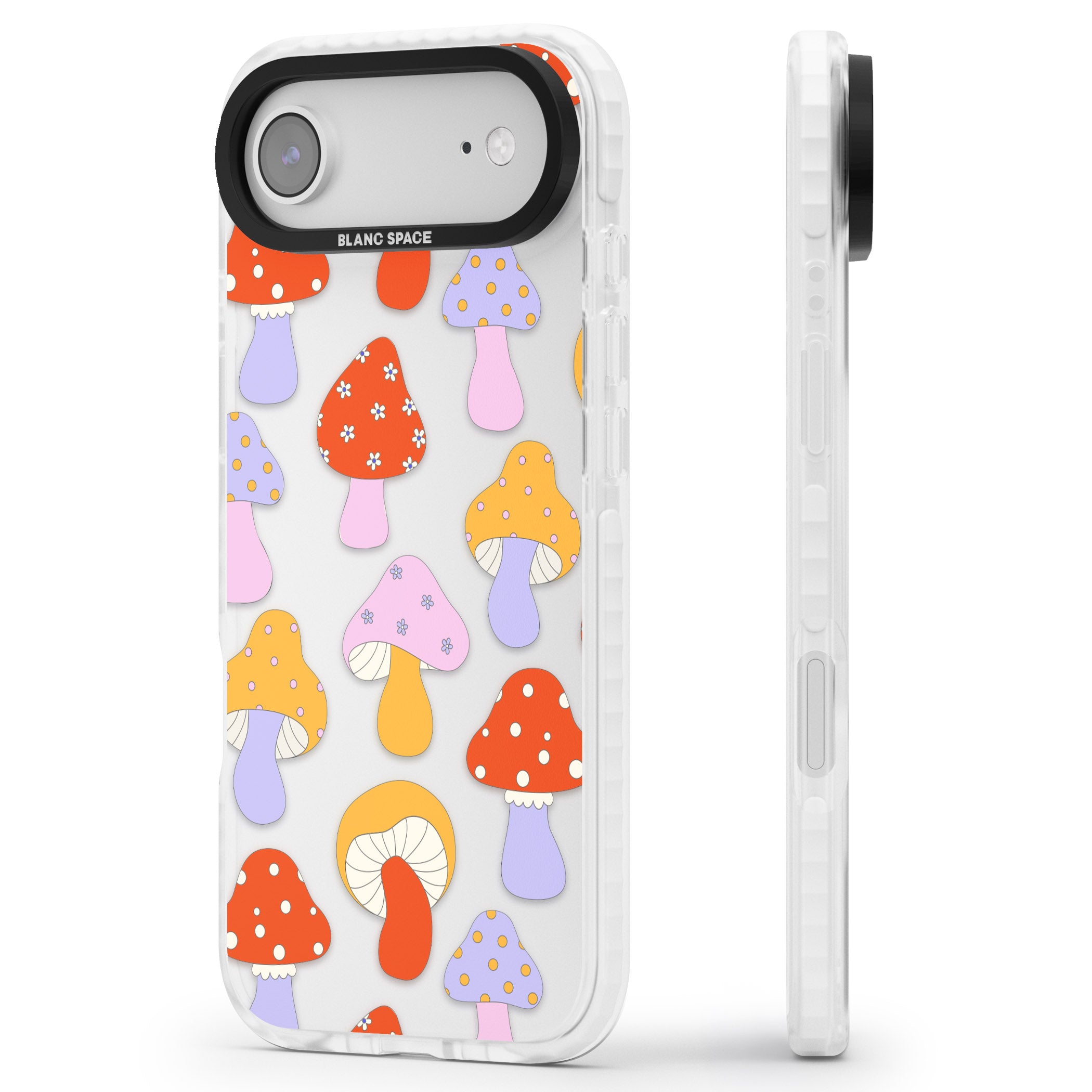 Happy Shrooms iPhone 17 Air Impact Clear Phone Case Side Profile