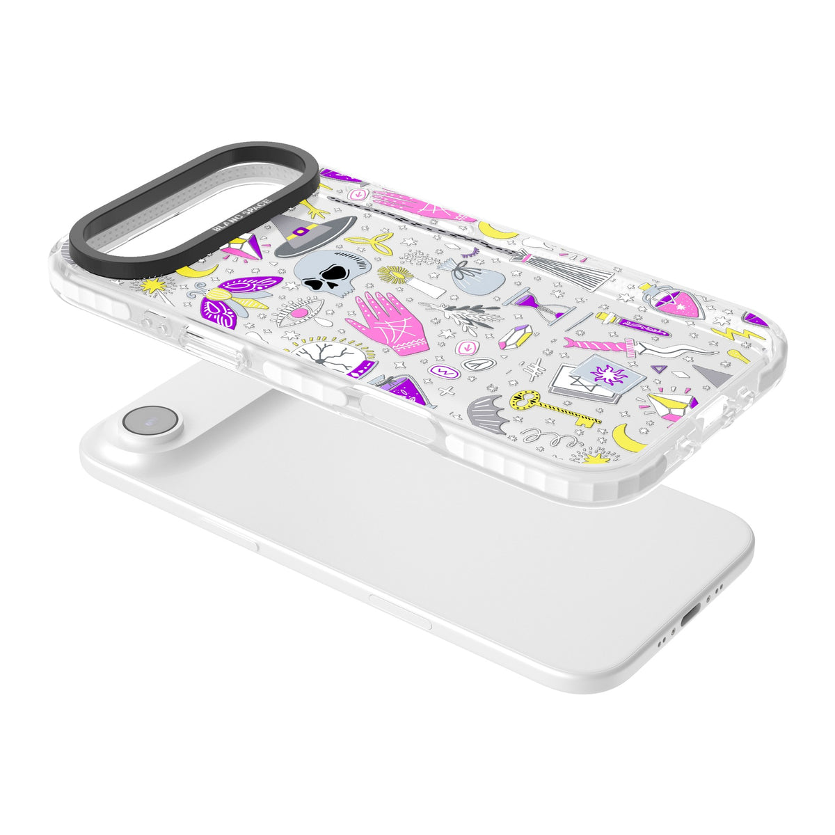 Black Magic Pattern iPhone Air Impact Clear Phone Case angled