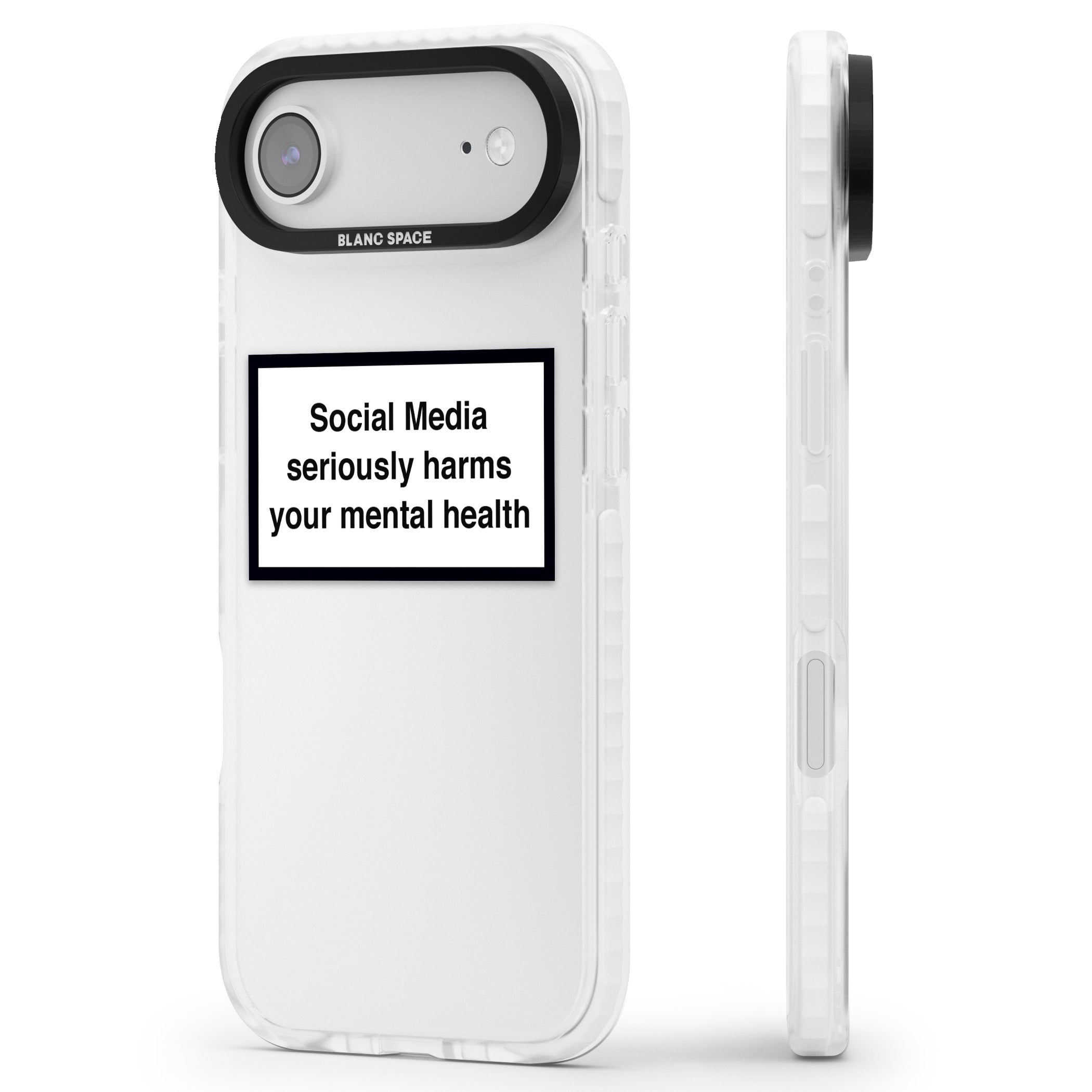 Social Media Quote iPhone 17 Air Impact Clear Phone Case Side Profile