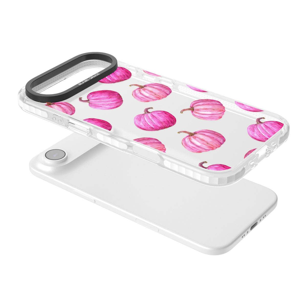 Pink Pumpkins iPhone Air Impact Clear Phone Case angled