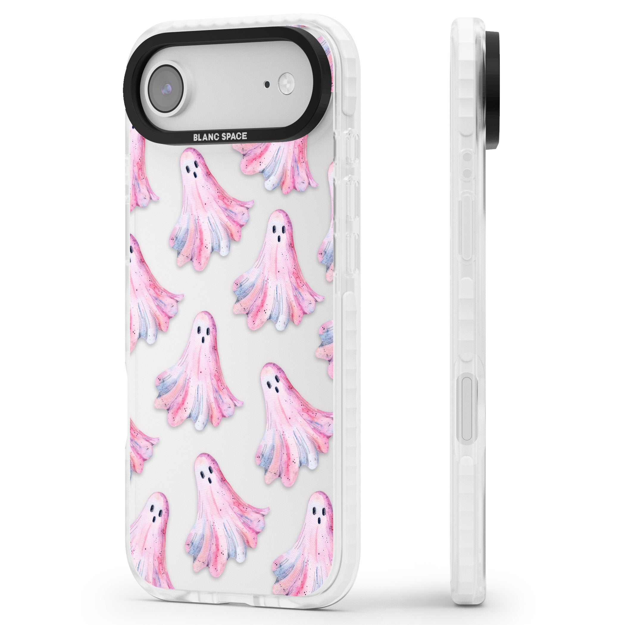 Pink Ghosts iPhone 17 Air Impact Clear Phone Case Side Profile