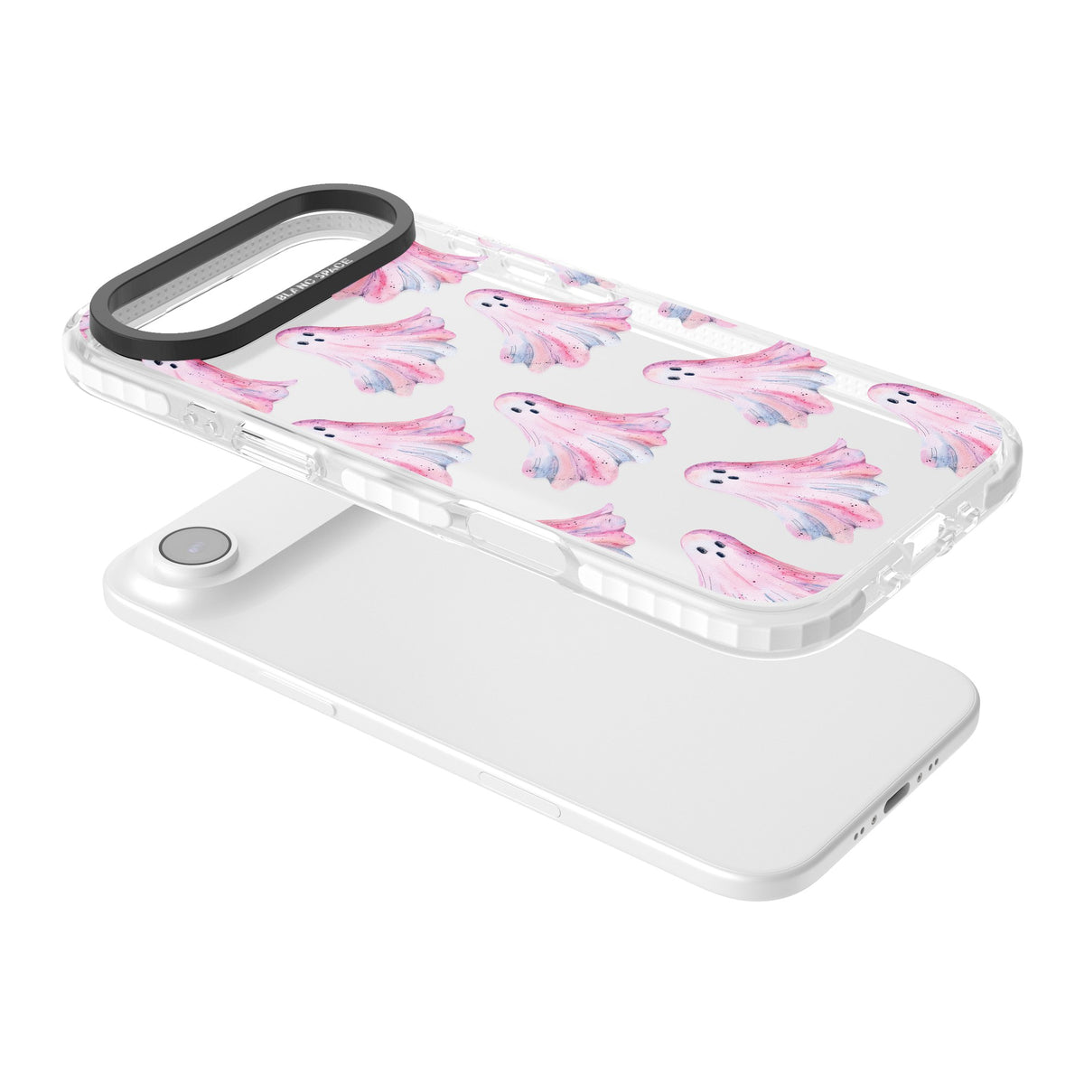 Pink Ghosts iPhone Air Impact Clear Phone Case angled