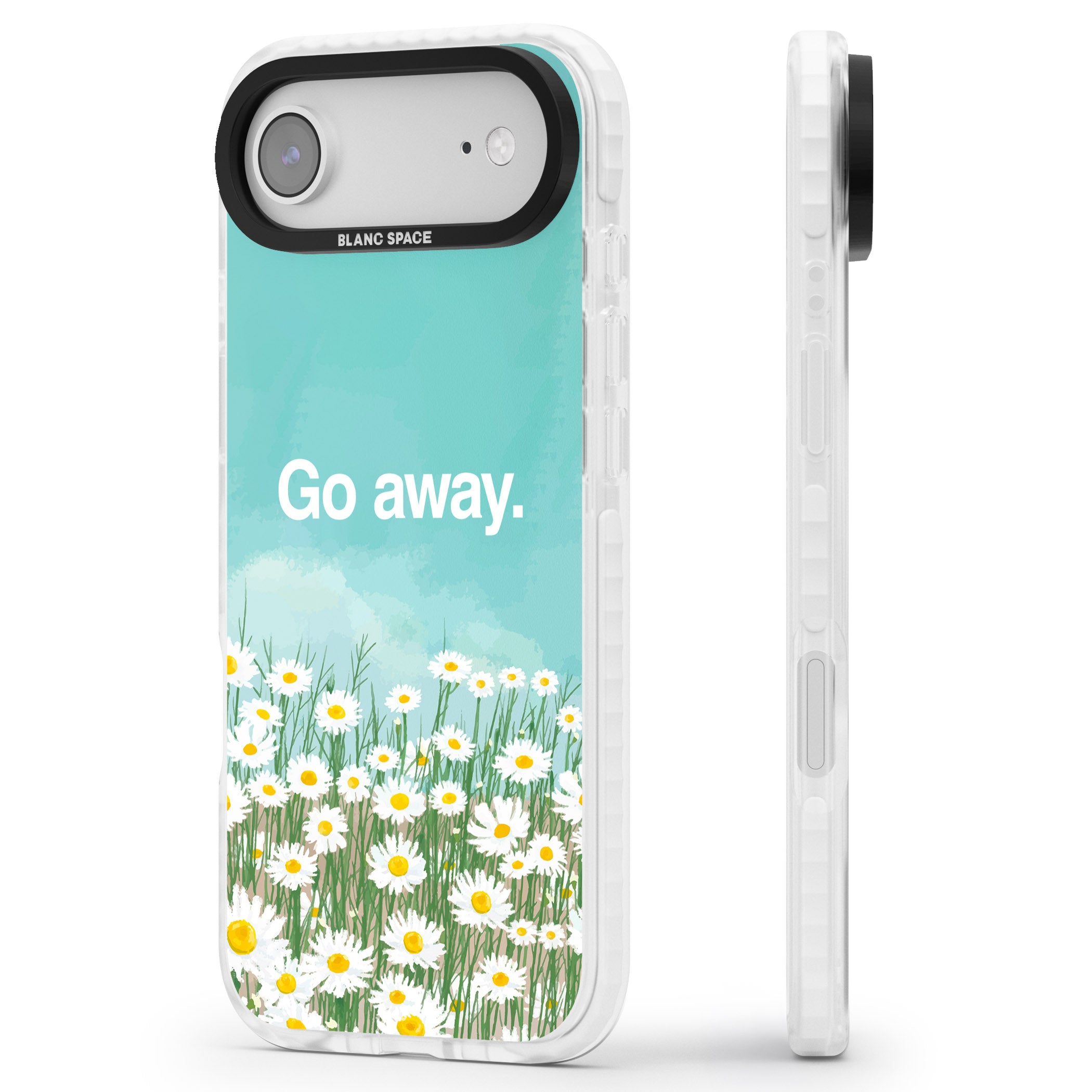 Go Away iPhone 17 Air Impact Clear Phone Case Side Profile