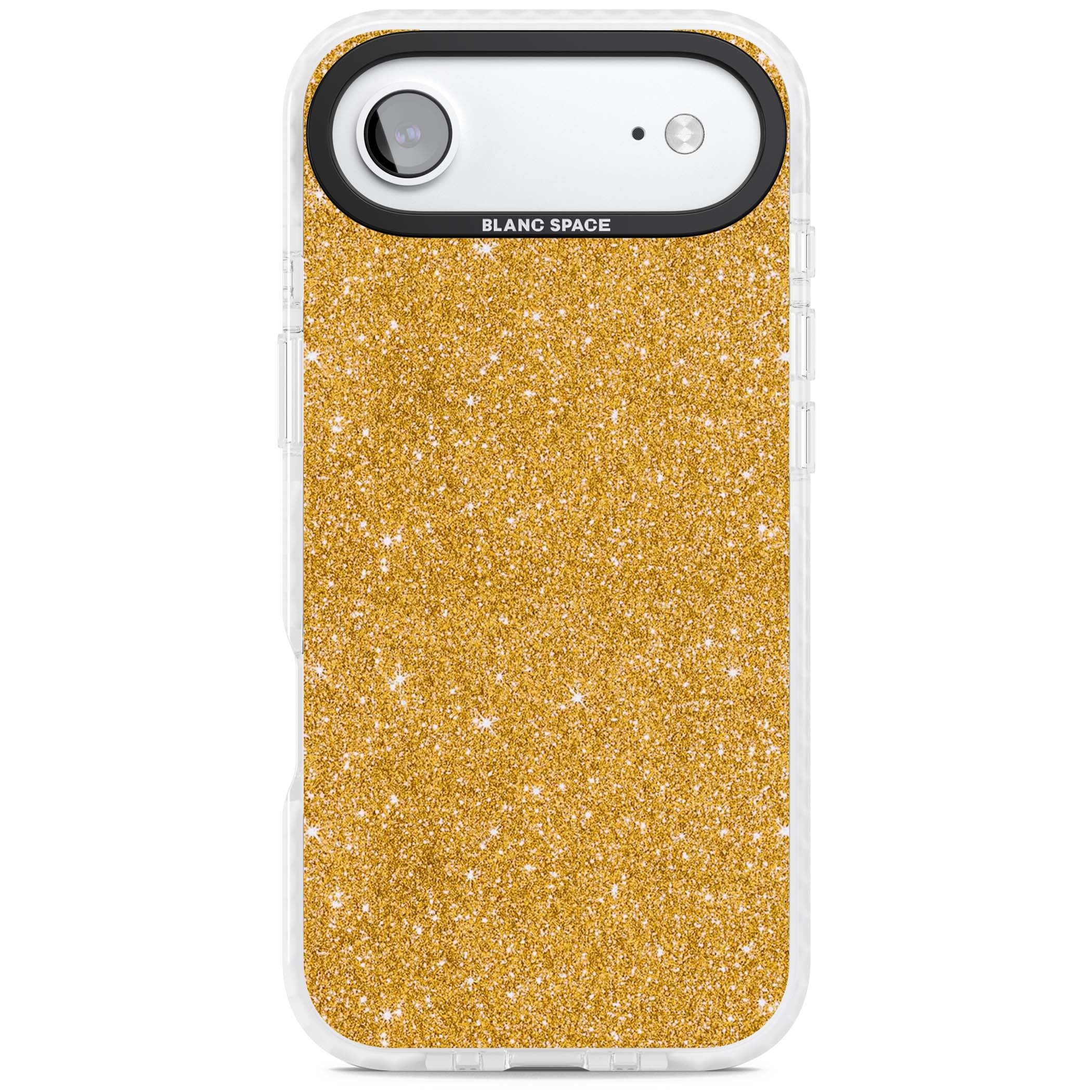Gold Glitter gold glitter iPhone case featuring a shimmering sparkle wallpaper design in luxury gold | Black Impact case for iPhone Air