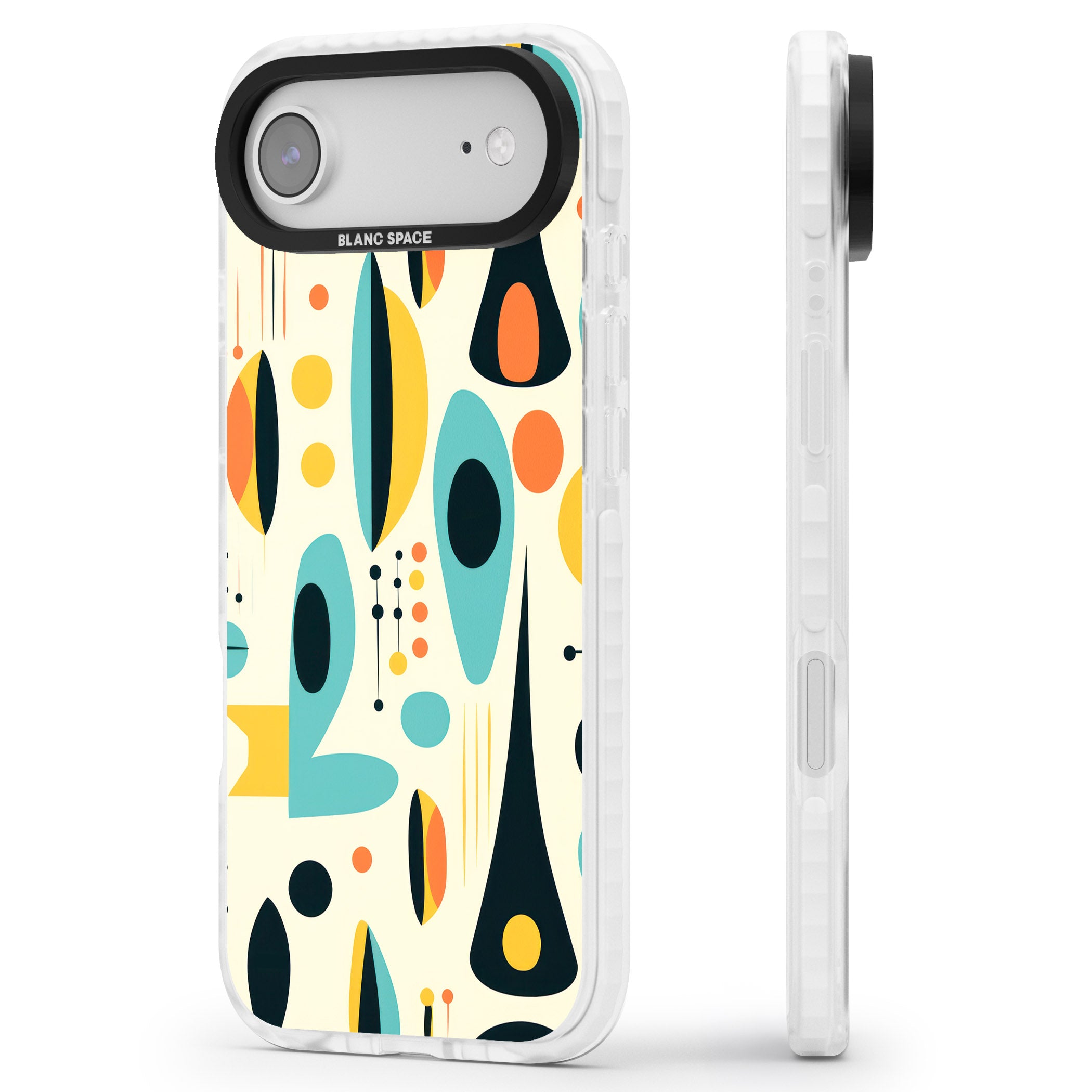 Mid Century Atomic Pattern iPhone 17 Air Impact Clear Phone Case Side Profile