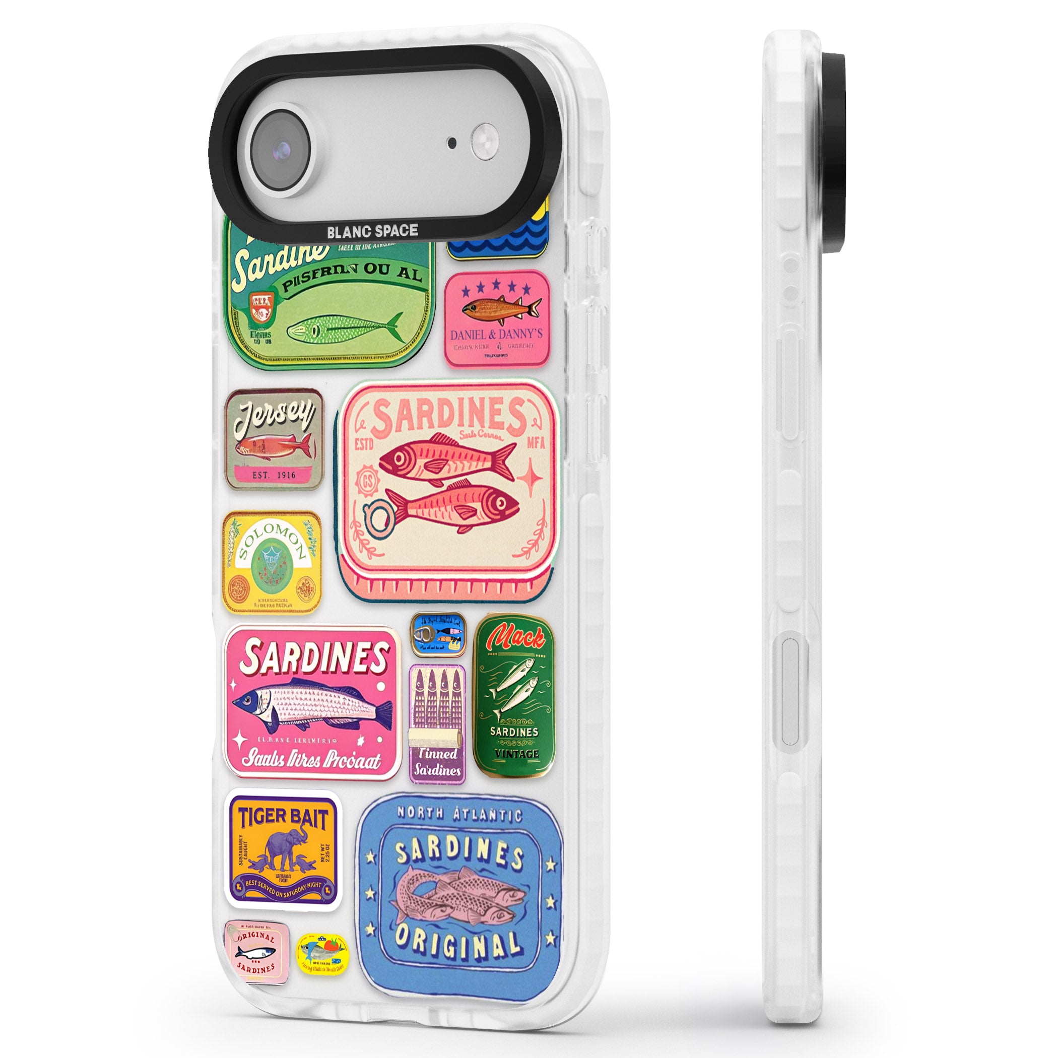 Vintage Sardine Tins iPhone 17 Air Impact Clear Phone Case Side Profile