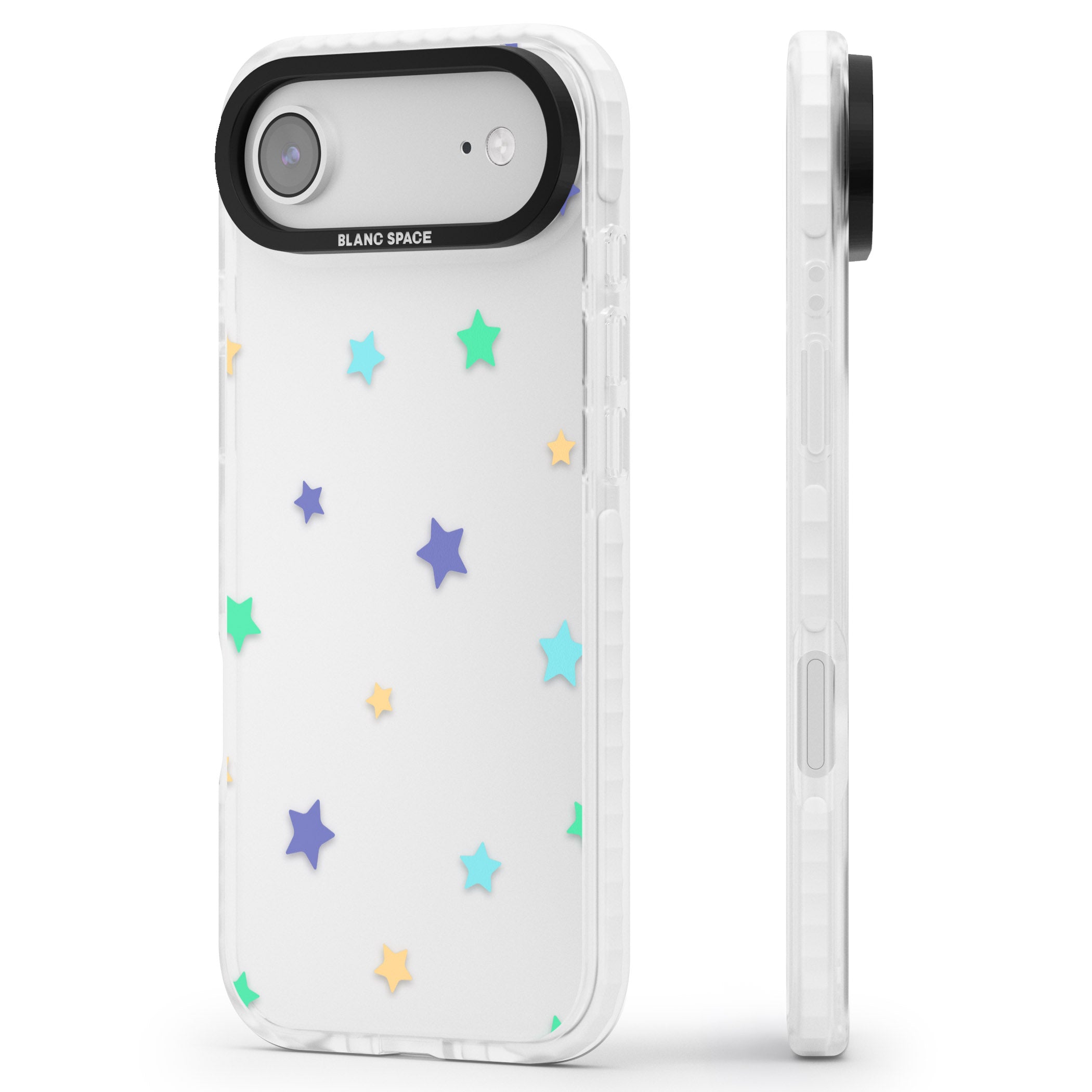 Pastel Star Pattern iPhone 17 Air Impact Clear Phone Case Side Profile