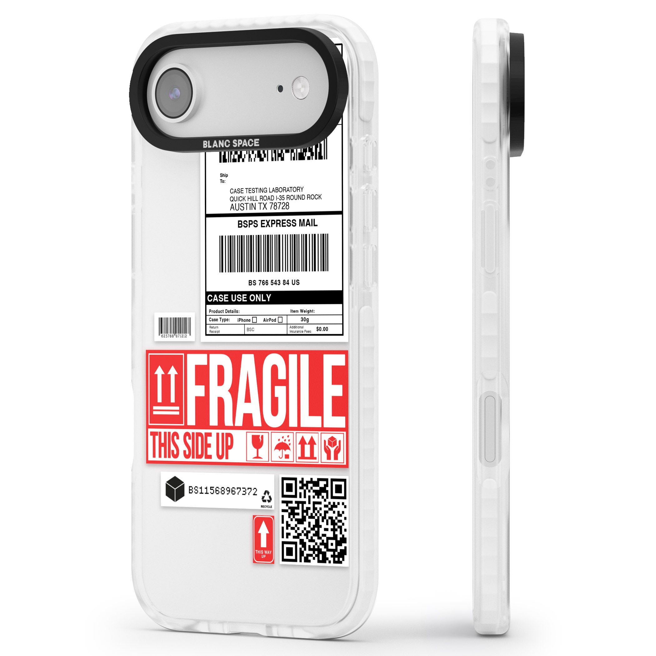 Shipping Label iPhone 17 Air Impact Clear Phone Case Side Profile
