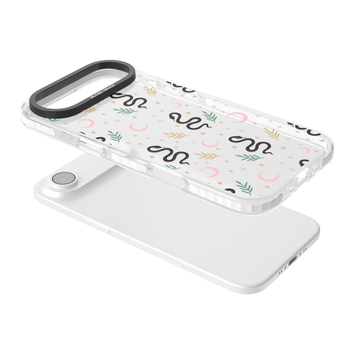 Snakes & Moons iPhone Air Impact Clear Phone Case angled