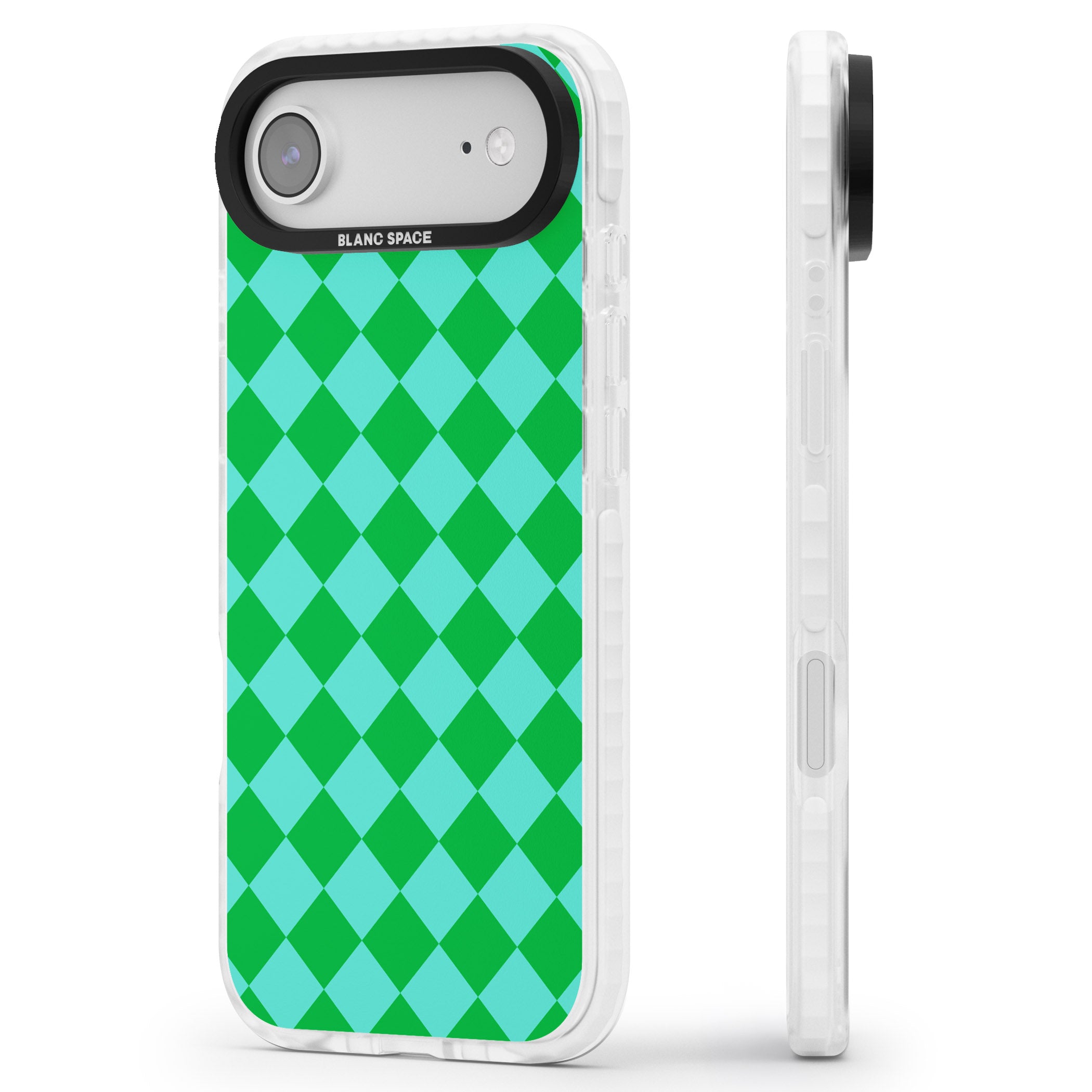 Retro Green Diamond Plaid iPhone 17 Air Impact Clear Phone Case Side Profile