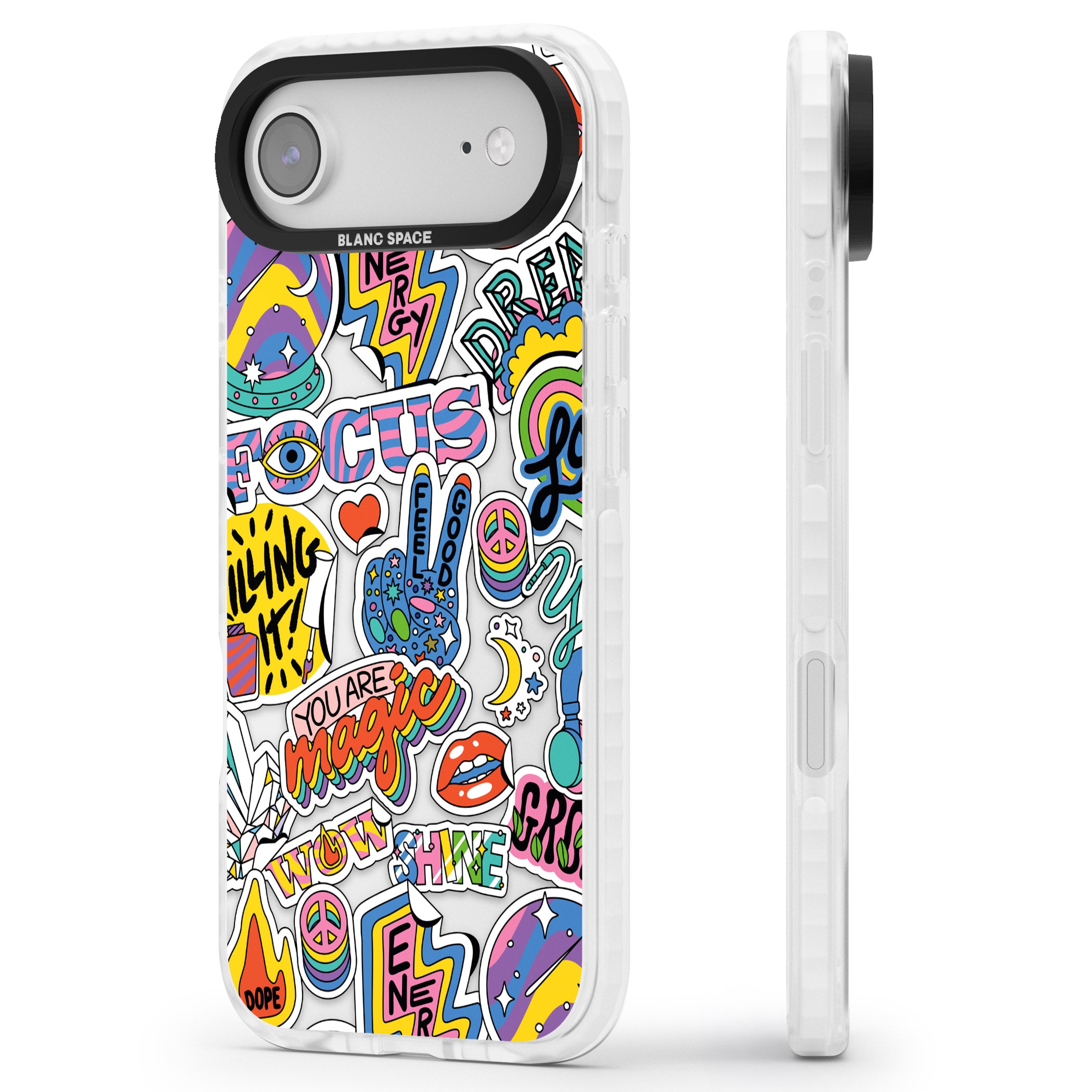 Magic Sticker Collage iPhone 17 Air Impact Clear Phone Case Side Profile
