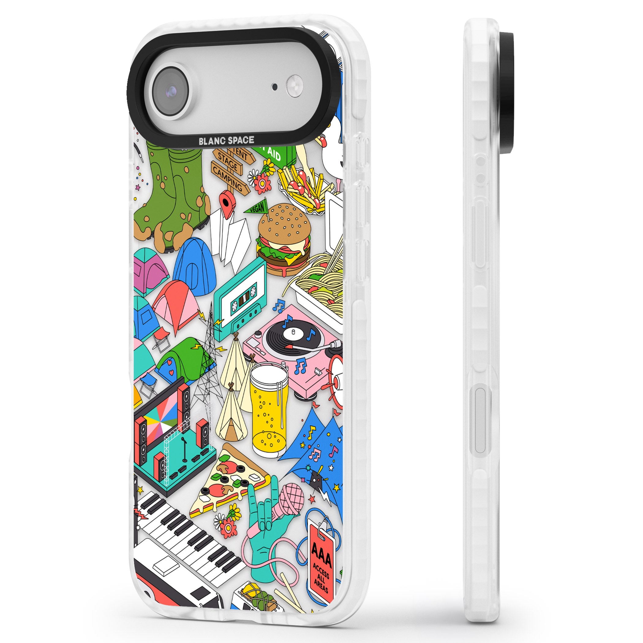 Festival Frenzy iPhone 17 Air Impact Clear Phone Case Side Profile