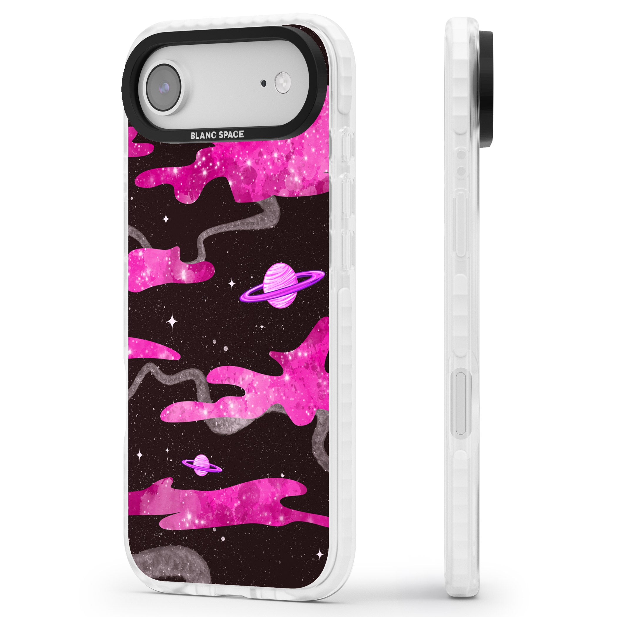Pink Galaxy iPhone 17 Air Impact Clear Phone Case Side Profile