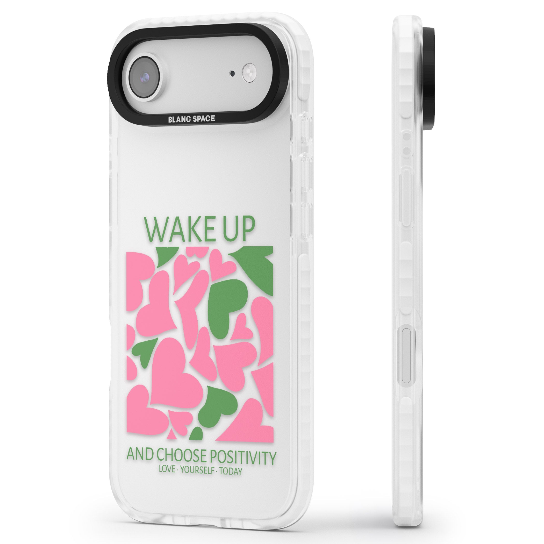 Wake Up And Choose Positivity iPhone 17 Air Impact Clear Phone Case Side Profile