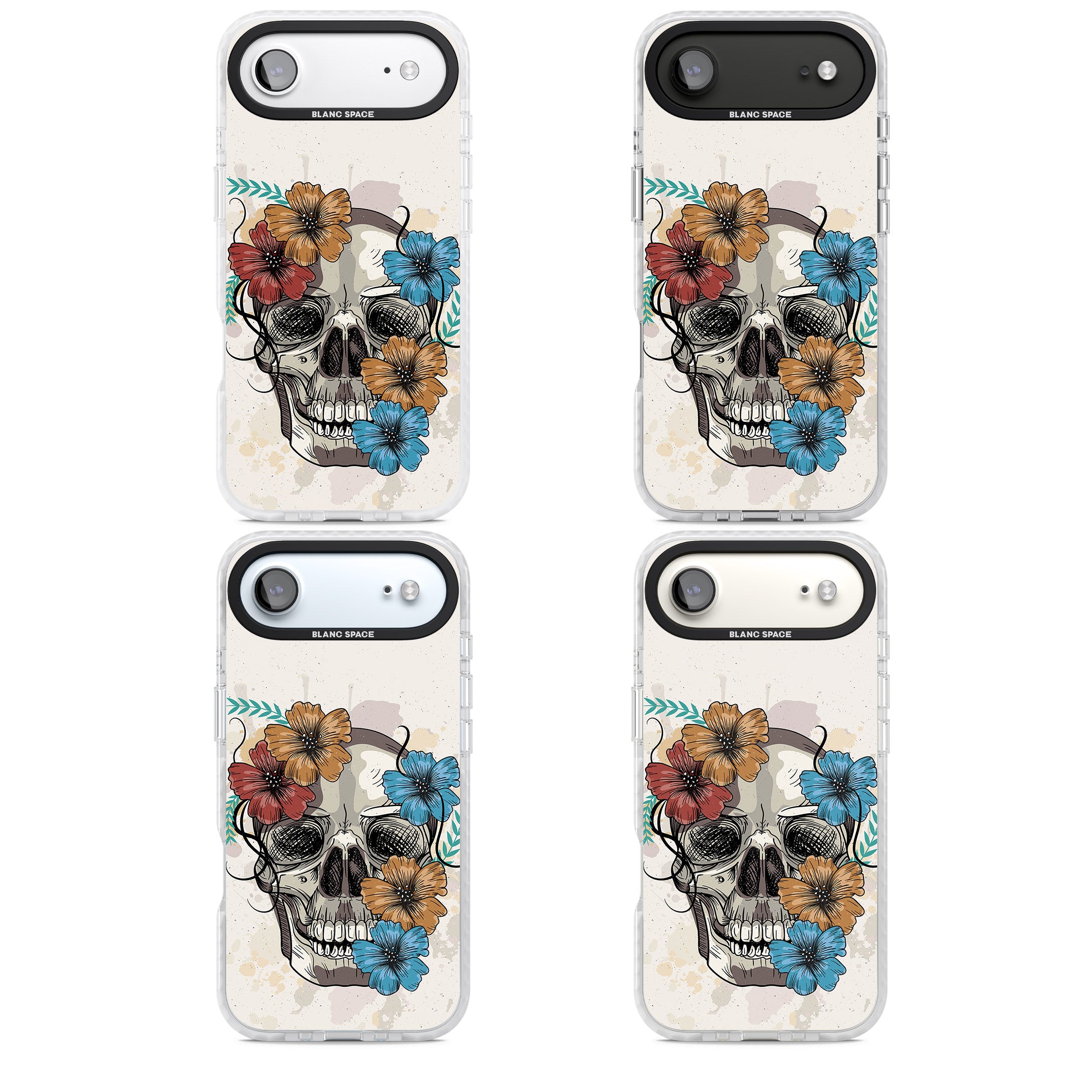 Sugar Skull Floral iPhone 17 Air Impact Clear Phone Case APT Impact Protection