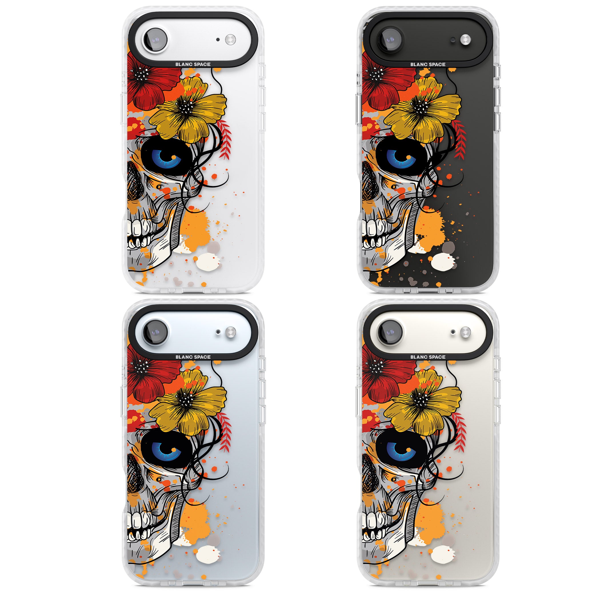 Sugar Skull Flowers iPhone 17 Air Impact Clear Phone Case APT Impact Protection