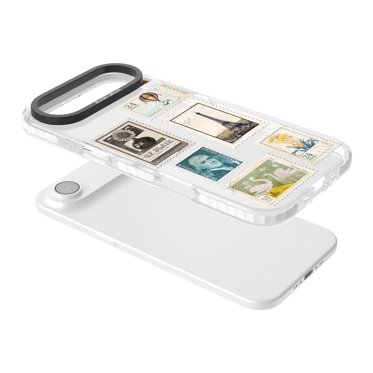 Vintage Stamps iPhone Air Impact Clear Phone Case angled