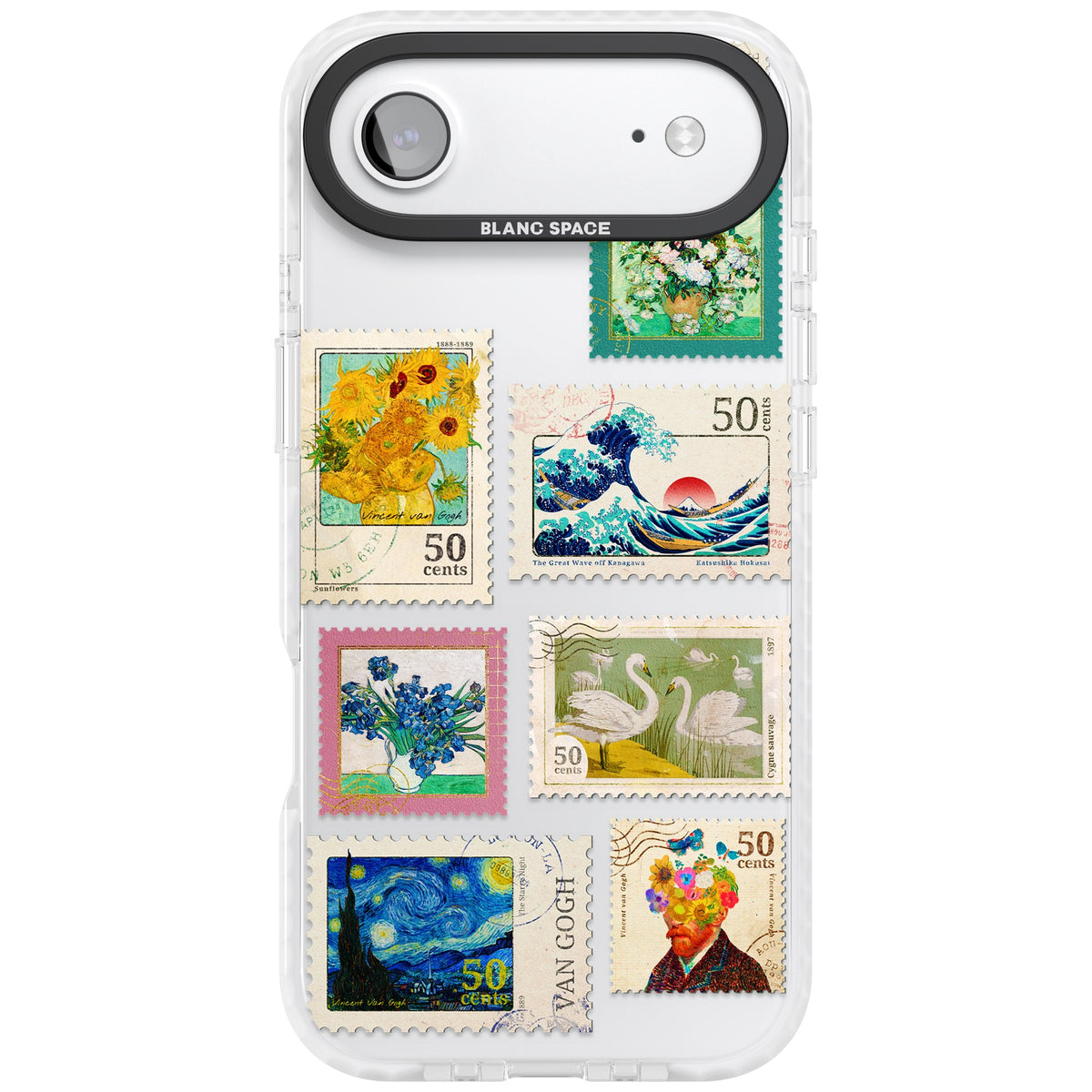 Vintage Art Stamps iPhone Air Impact Clear Phone Case front