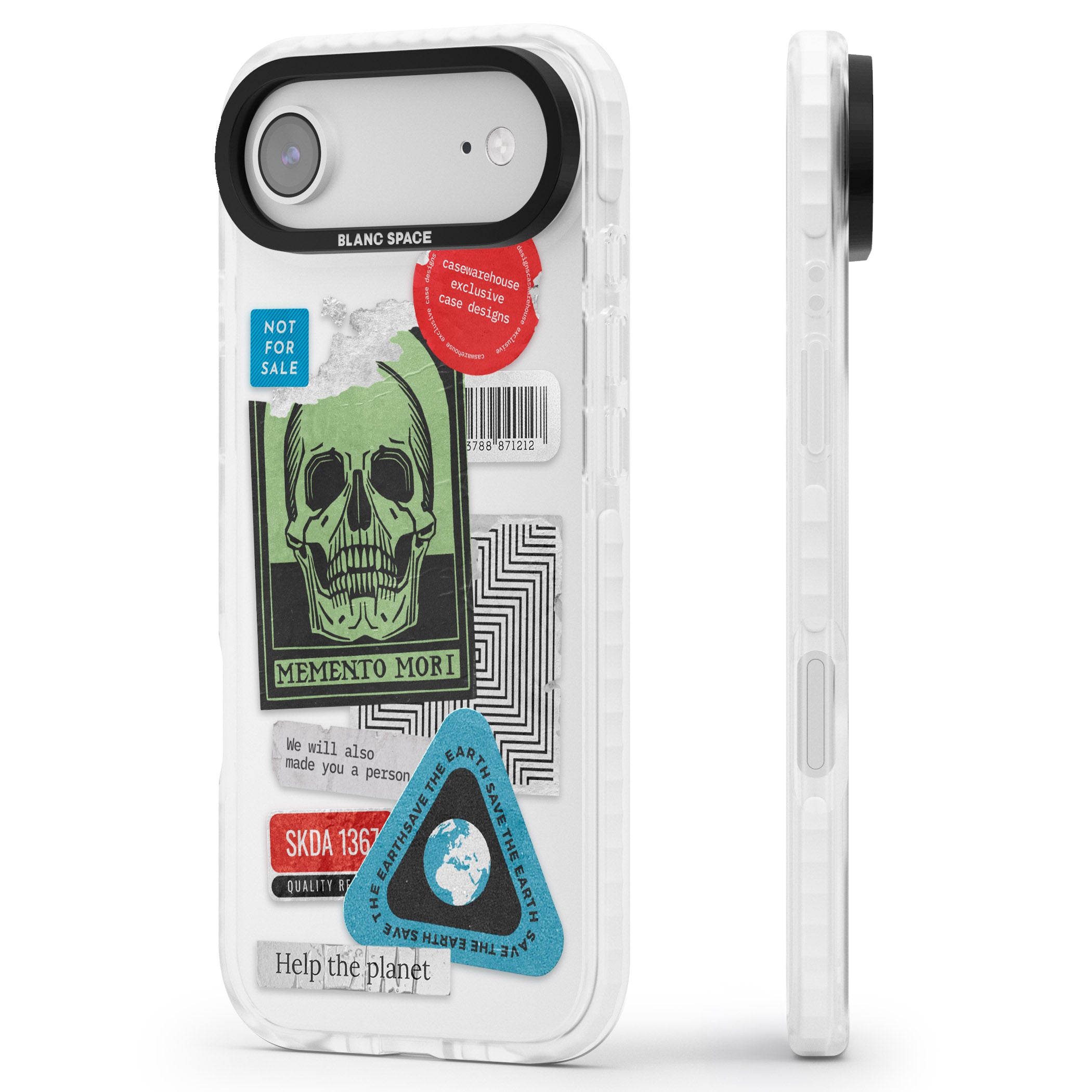 Skull Sticker Mix iPhone 17 Air Impact Clear Phone Case Side Profile