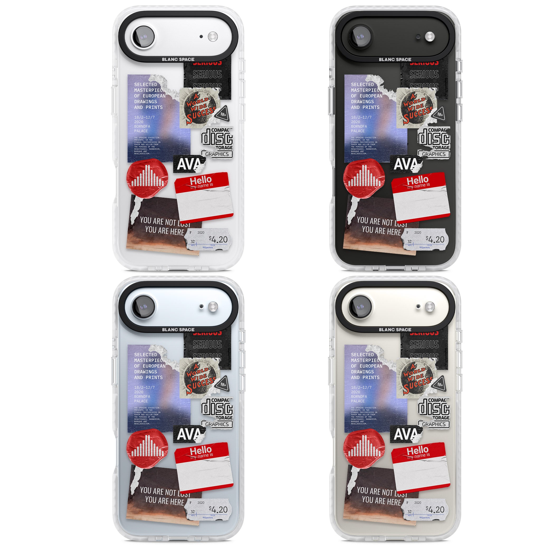 Red & Black Sticker Mix iPhone 17 Air Impact Clear Phone Case APT Impact Protection