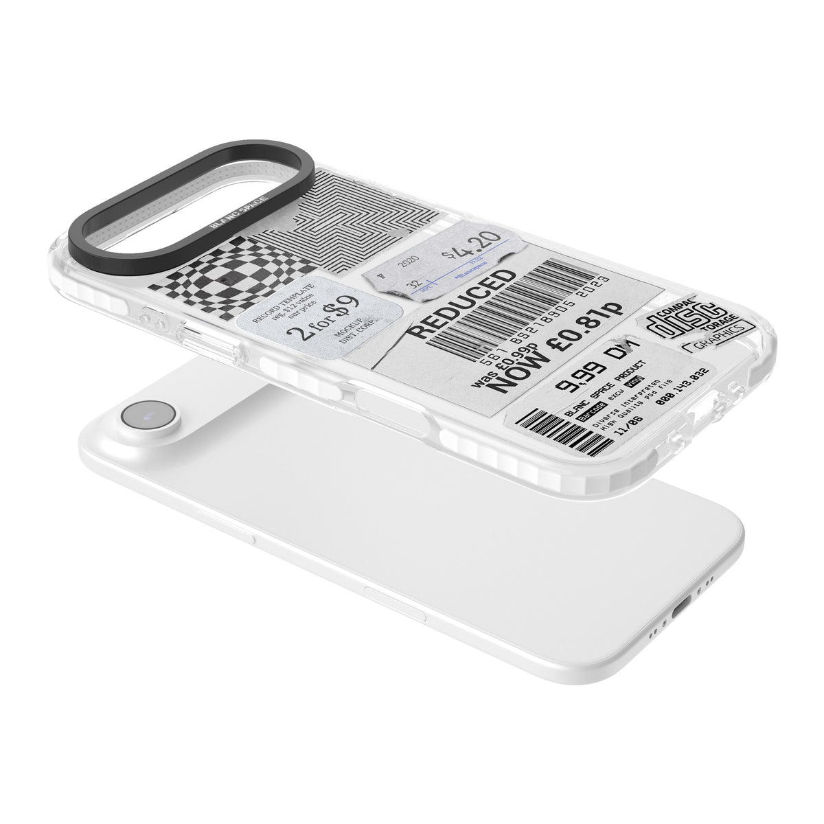 White Sticker Mix iPhone Air Impact Clear Phone Case angled