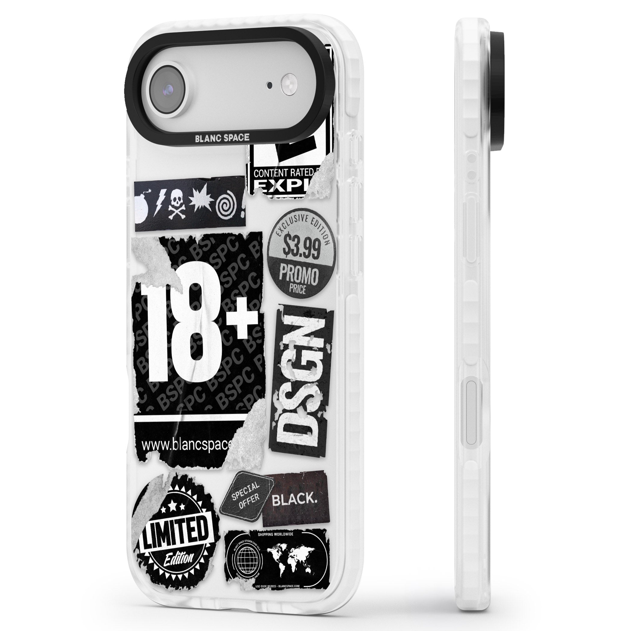 Black Sticker Mix iPhone 17 Air Impact Clear Phone Case Side Profile
