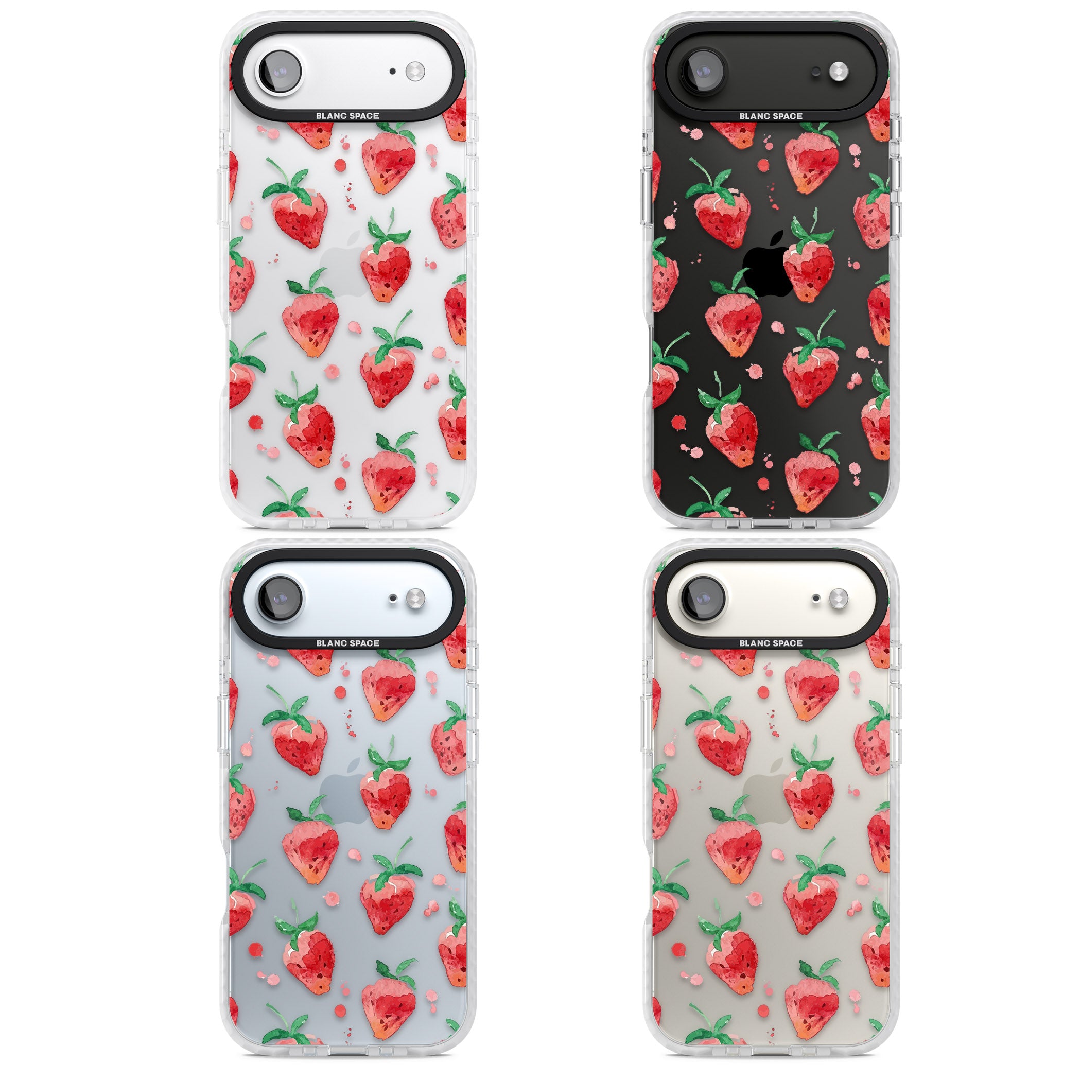 Strawberry Watercolour iPhone 17 Air Impact Clear Phone Case APT Impact Protection