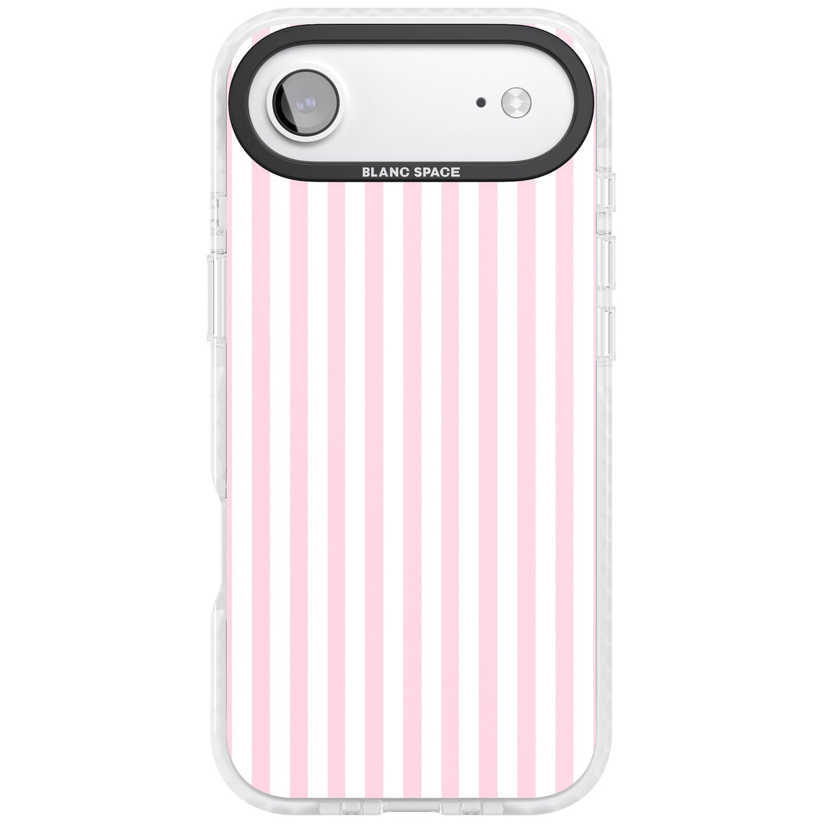 Pink Stripe preppy iPhone case featuring soft pastel pink and white vertical candy stripes iPhone Air / iPhone 17 Air Impact Clear Phone Case front