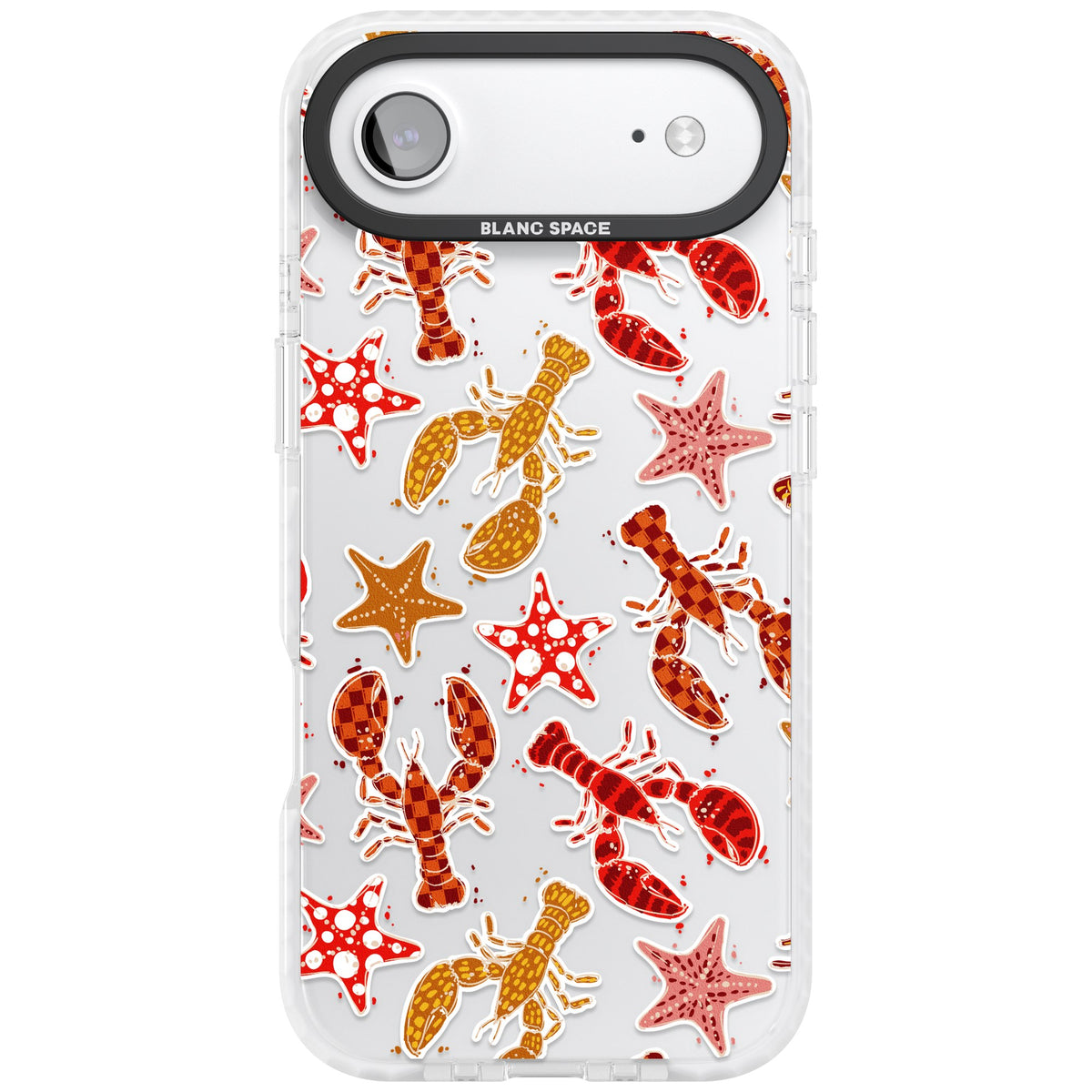 Lobster & Starfish Coastal Pattern iPhone Air Impact Clear Phone Case front
