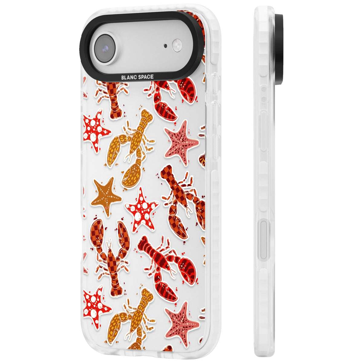 Lobster & Starfish Coastal Pattern iPhone Air Impact Clear Phone Case side