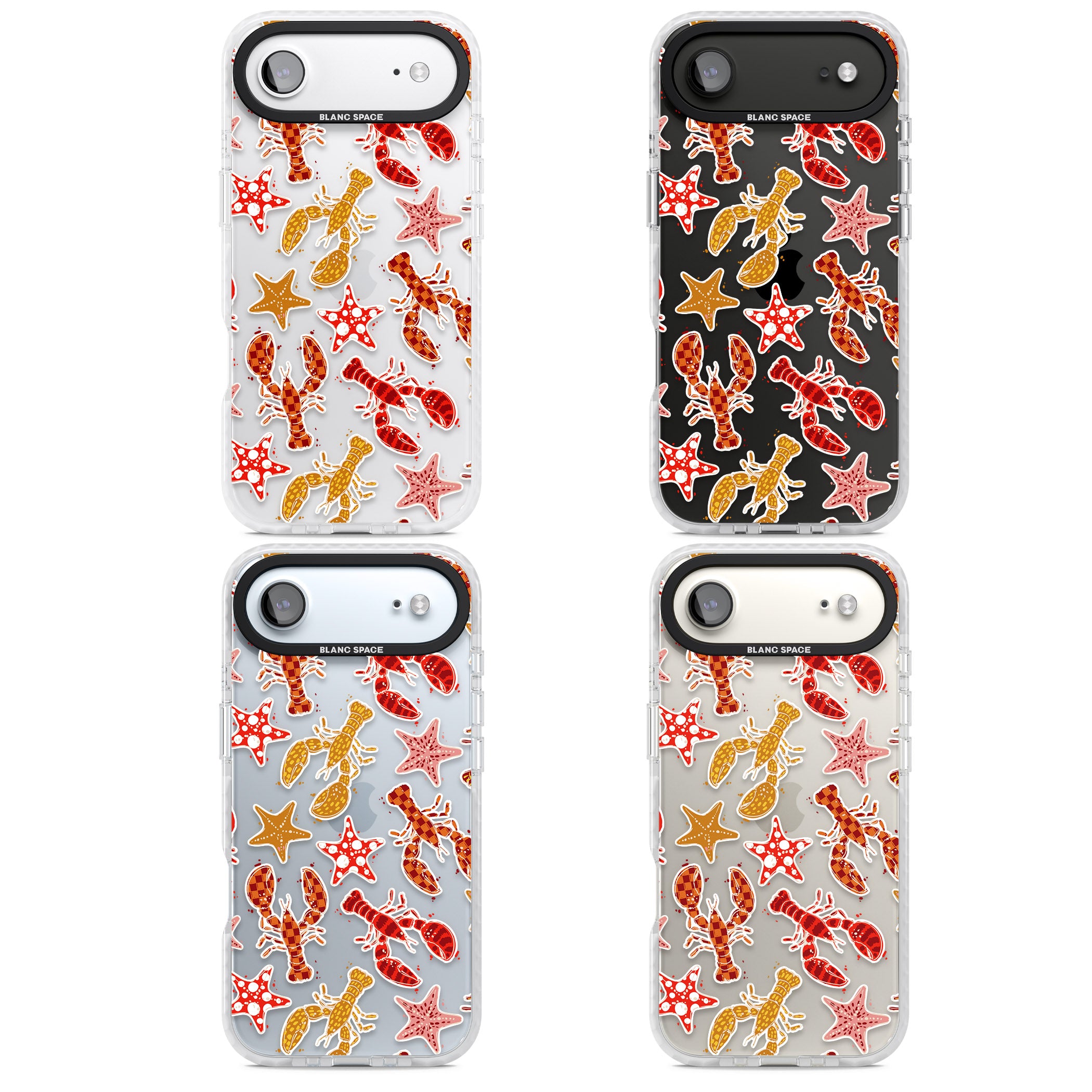 Lobster & Starfish Coastal Pattern iPhone 17 Air Impact Clear Phone Case APT Impact Protection
