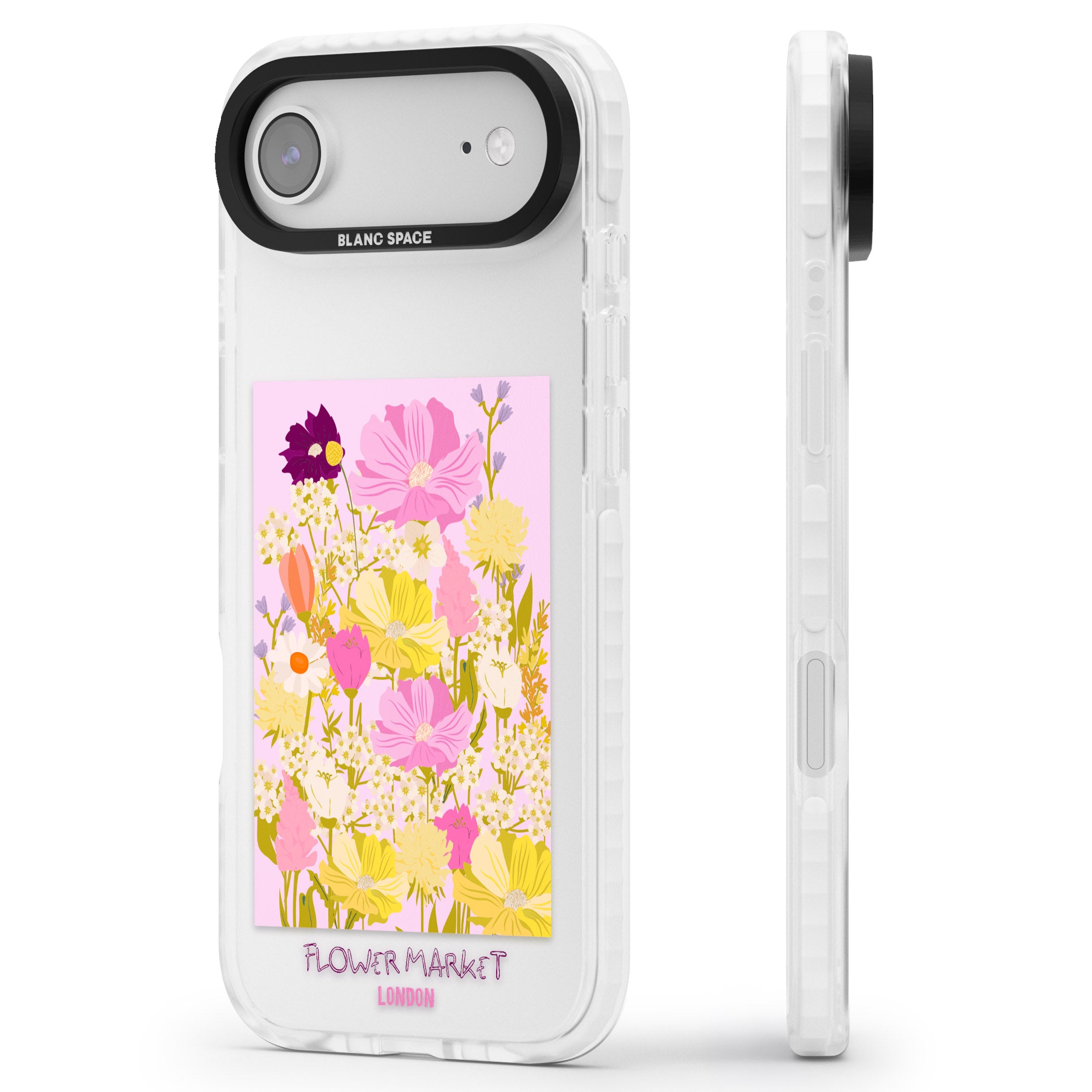 Flower Market iPhone 17 Air Impact Clear Phone Case Side Profile