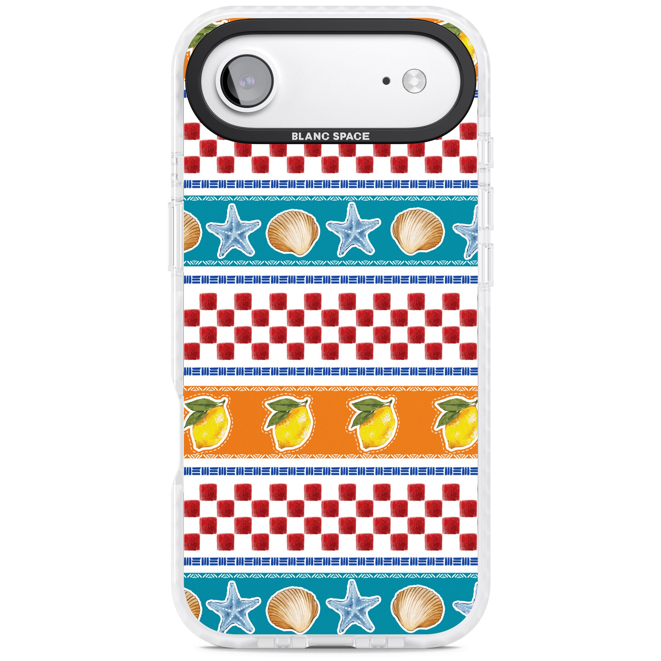 Coastal Italian Check Pattern iPhone 17 Air Impact Clear Phone Case