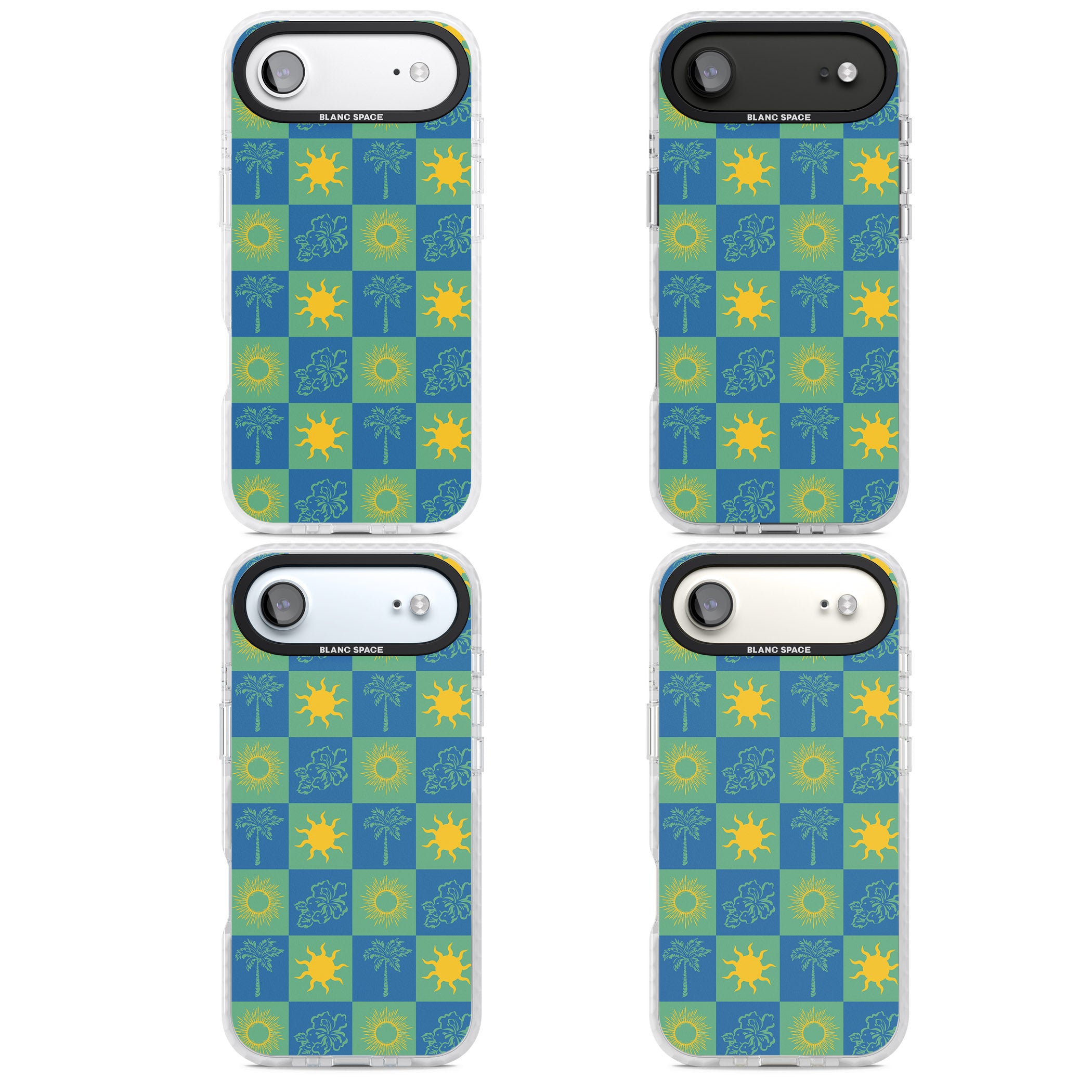 Green & Blue Tropical Checked iPhone 17 Air Impact Clear Phone Case APT Impact Protection