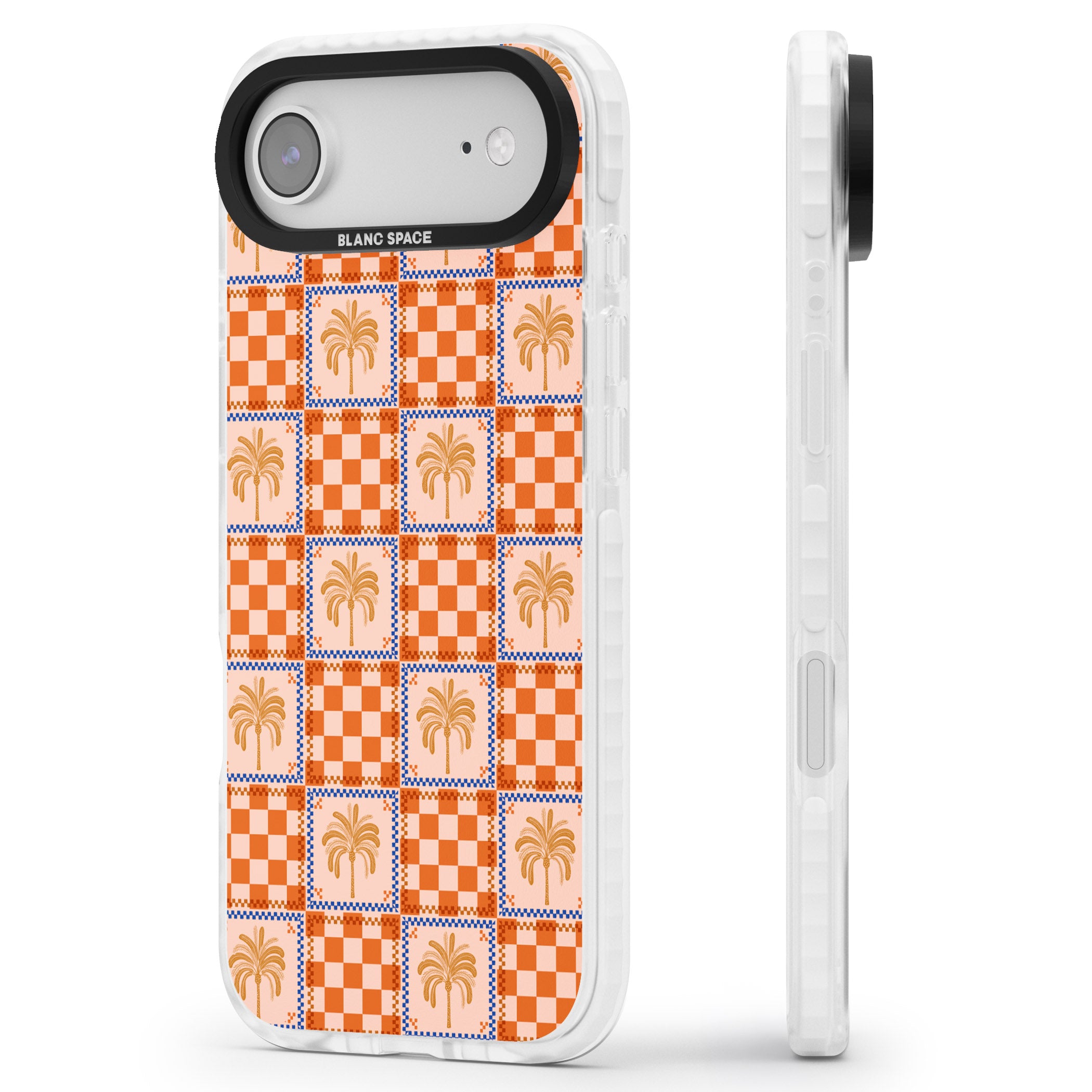 Terracotta Summer Checked iPhone 17 Air Impact Clear Phone Case Side Profile