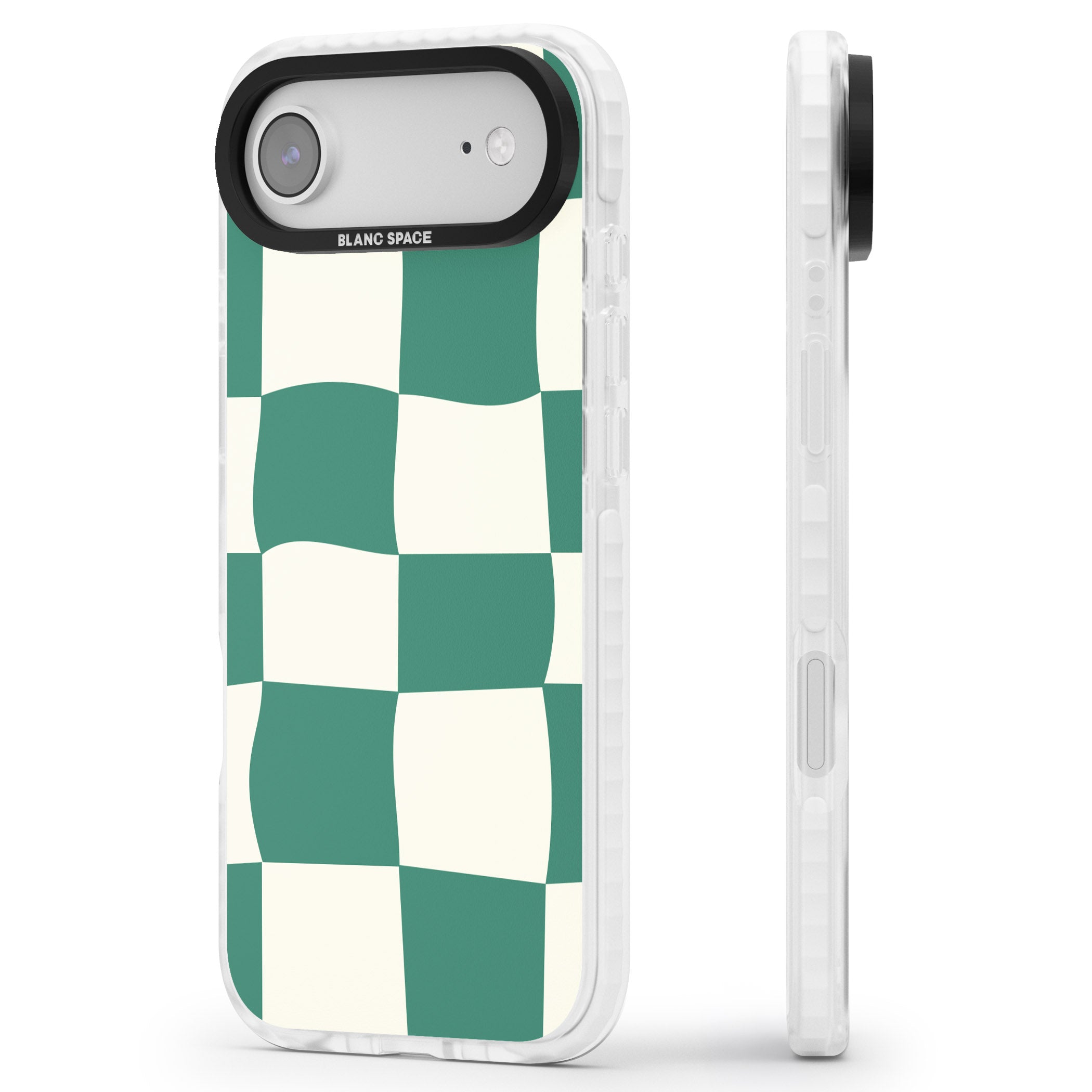 Green & Cream Wavy Check iPhone 17 Air Impact Clear Phone Case Side Profile