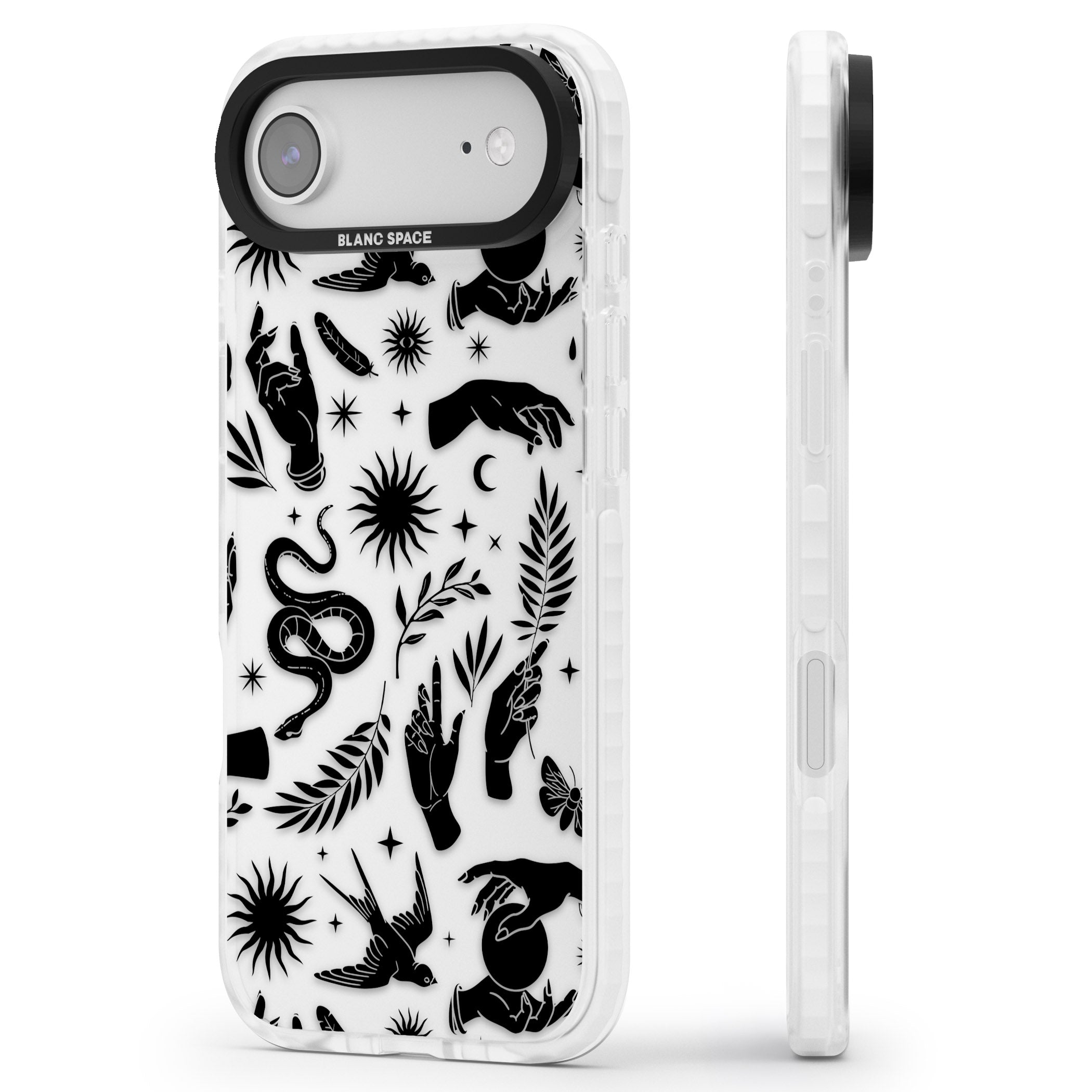 Celestial Pattern (Black) iPhone 17 Air Impact Clear Phone Case Side Profile