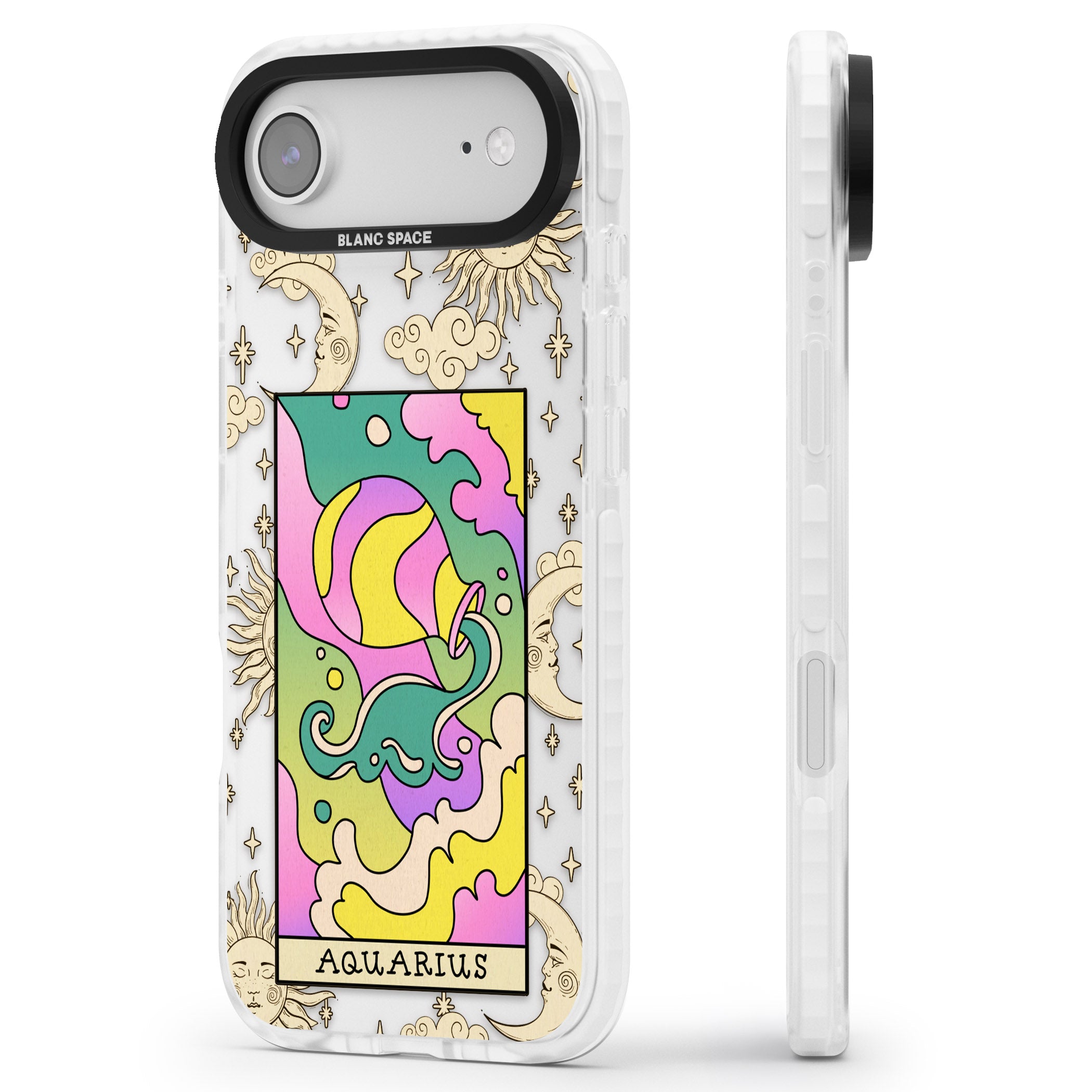 Celestial Zodiac Aquarius iPhone 17 Air Impact Clear Phone Case Side Profile
