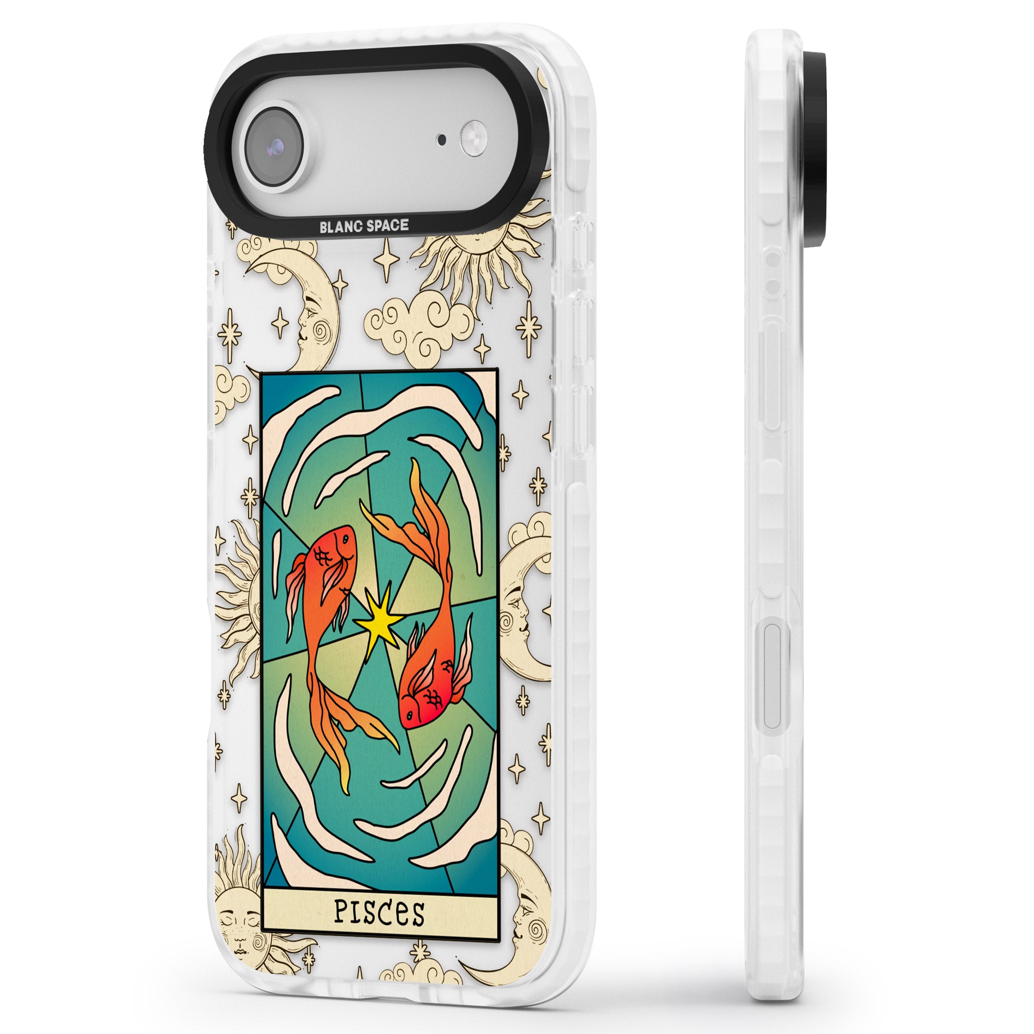 Celestial Zodiac Pisces iPhone 17 Air Impact Clear Phone Case Side Profile