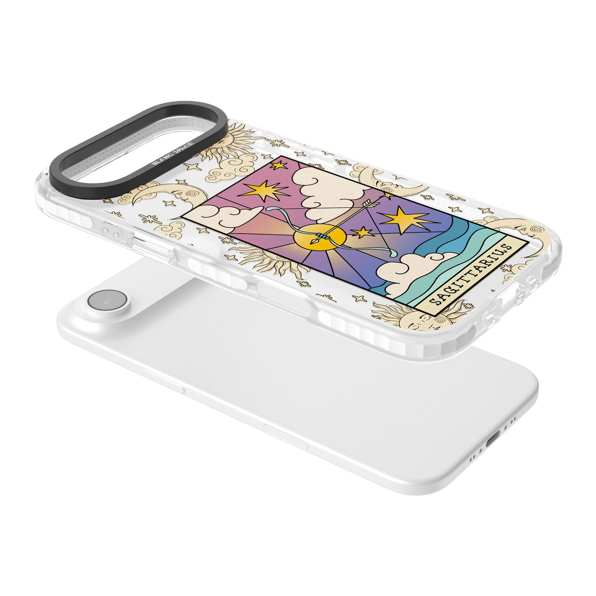 Celestial Zodiac Sagittarius iPhone Air Impact Clear Phone Case angled