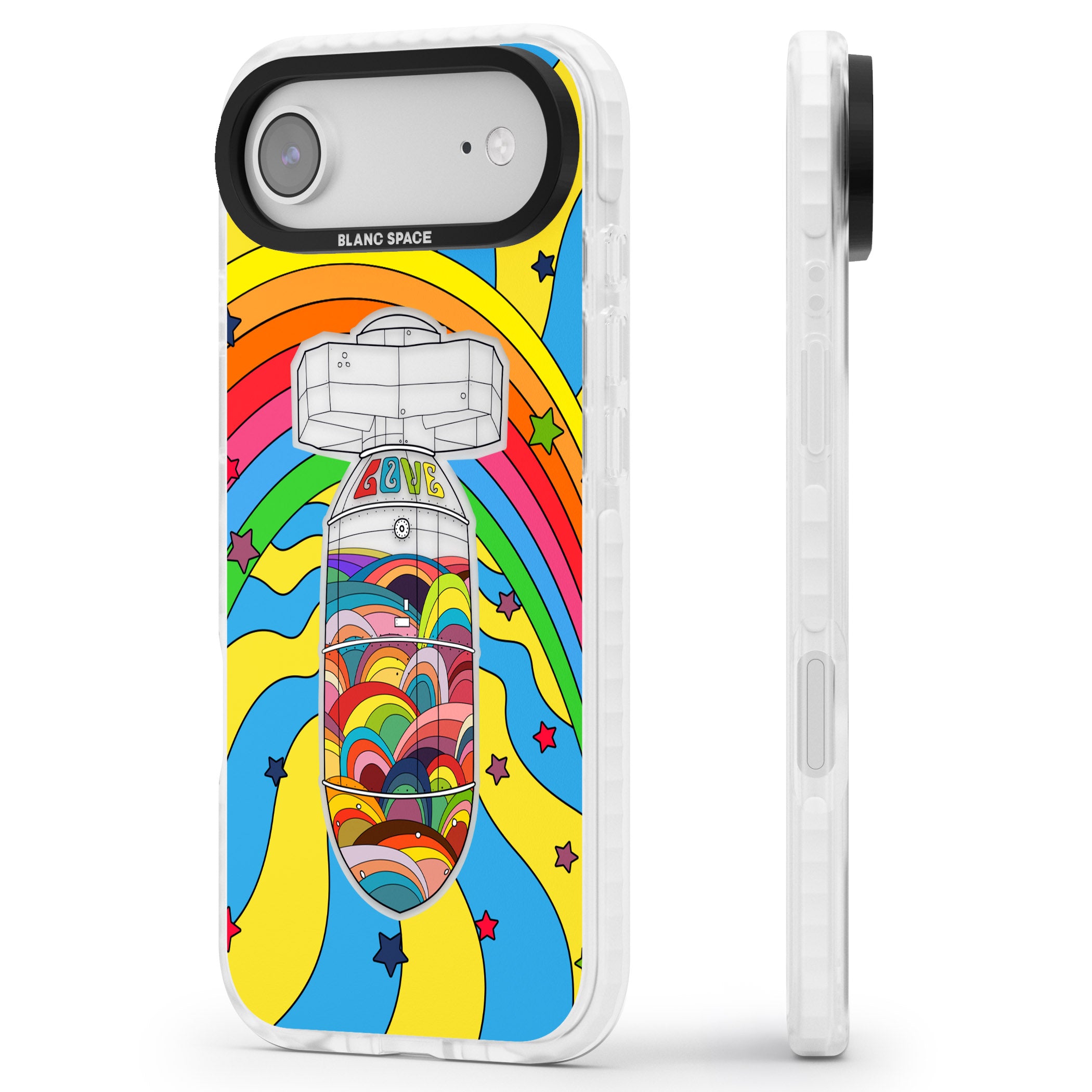 Love Bomb iPhone 17 Air Impact Clear Phone Case Side Profile