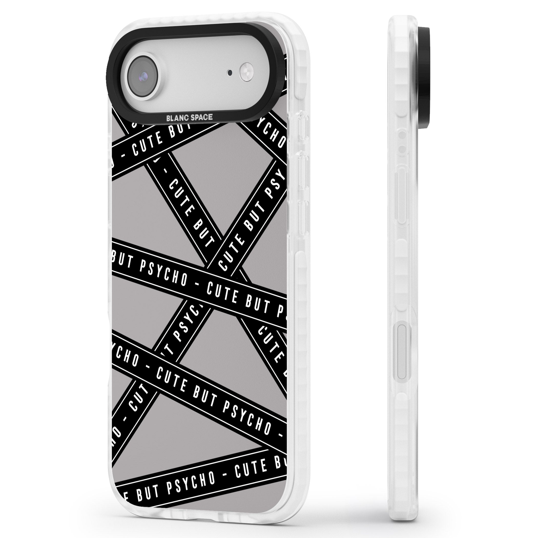 Cute But Psycho iPhone 17 Air Impact Clear Phone Case Side Profile